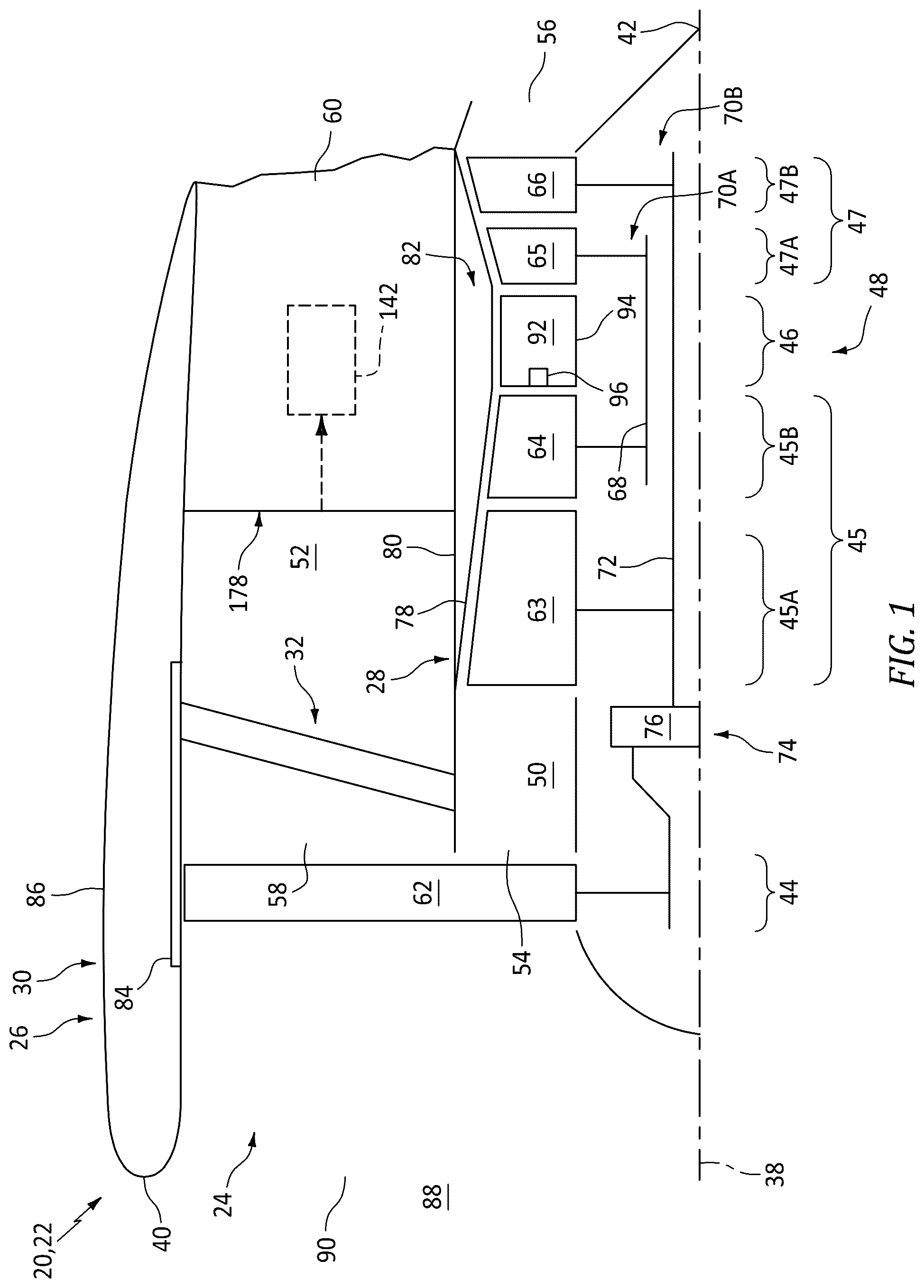 Patent US12552540 Figure 1 – Aircraft air system with electric boost compressor