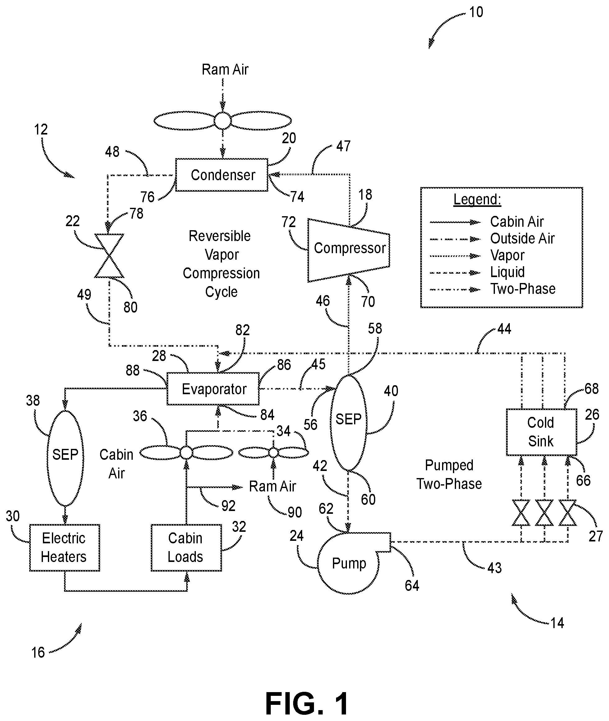 Patent US12552541 Figure 1 – Thermal management system for future vertical lift aircraft