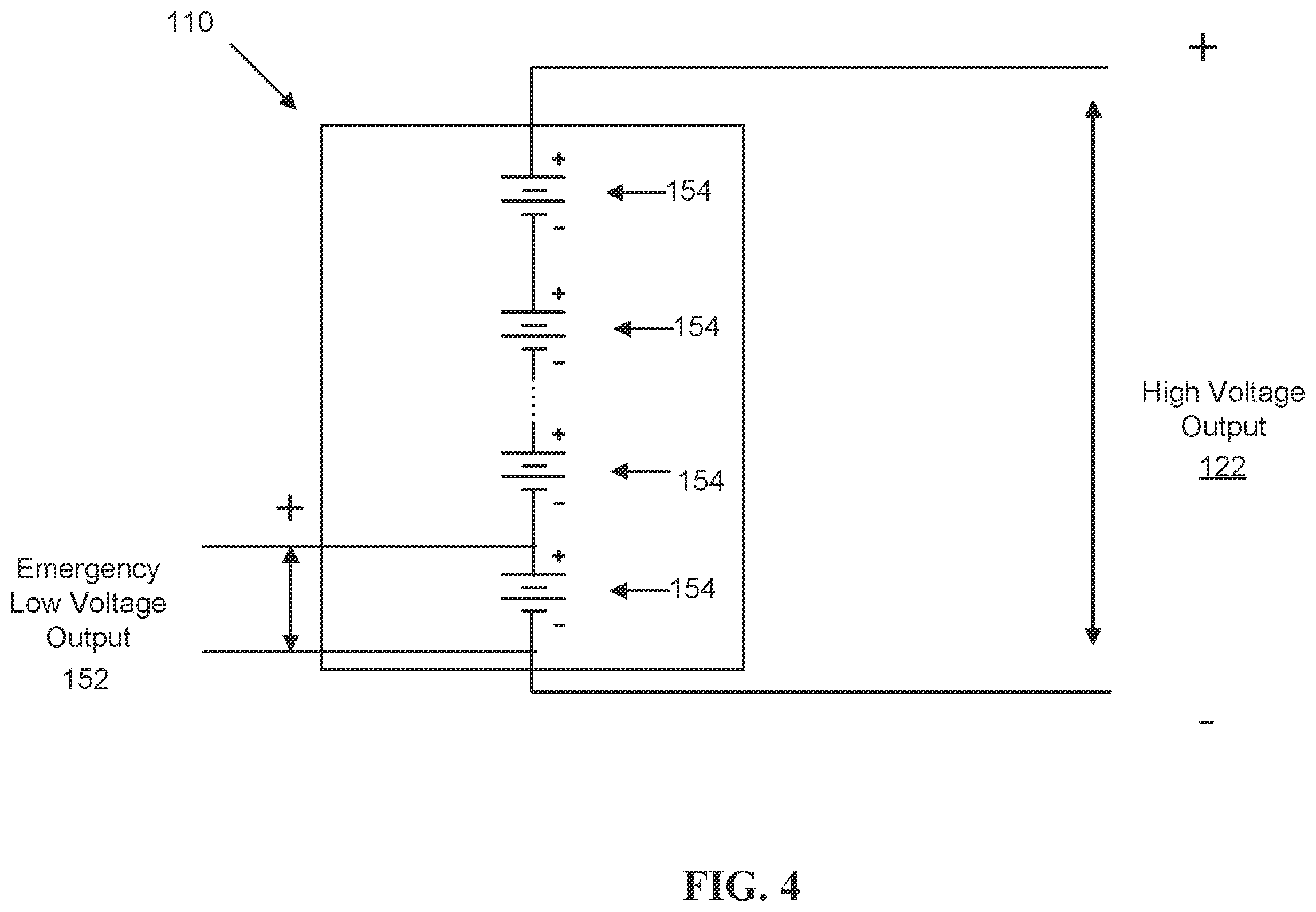 Patent US12552543 Figure 4 – Emergency energy reserve solution for battery electrified aircraft