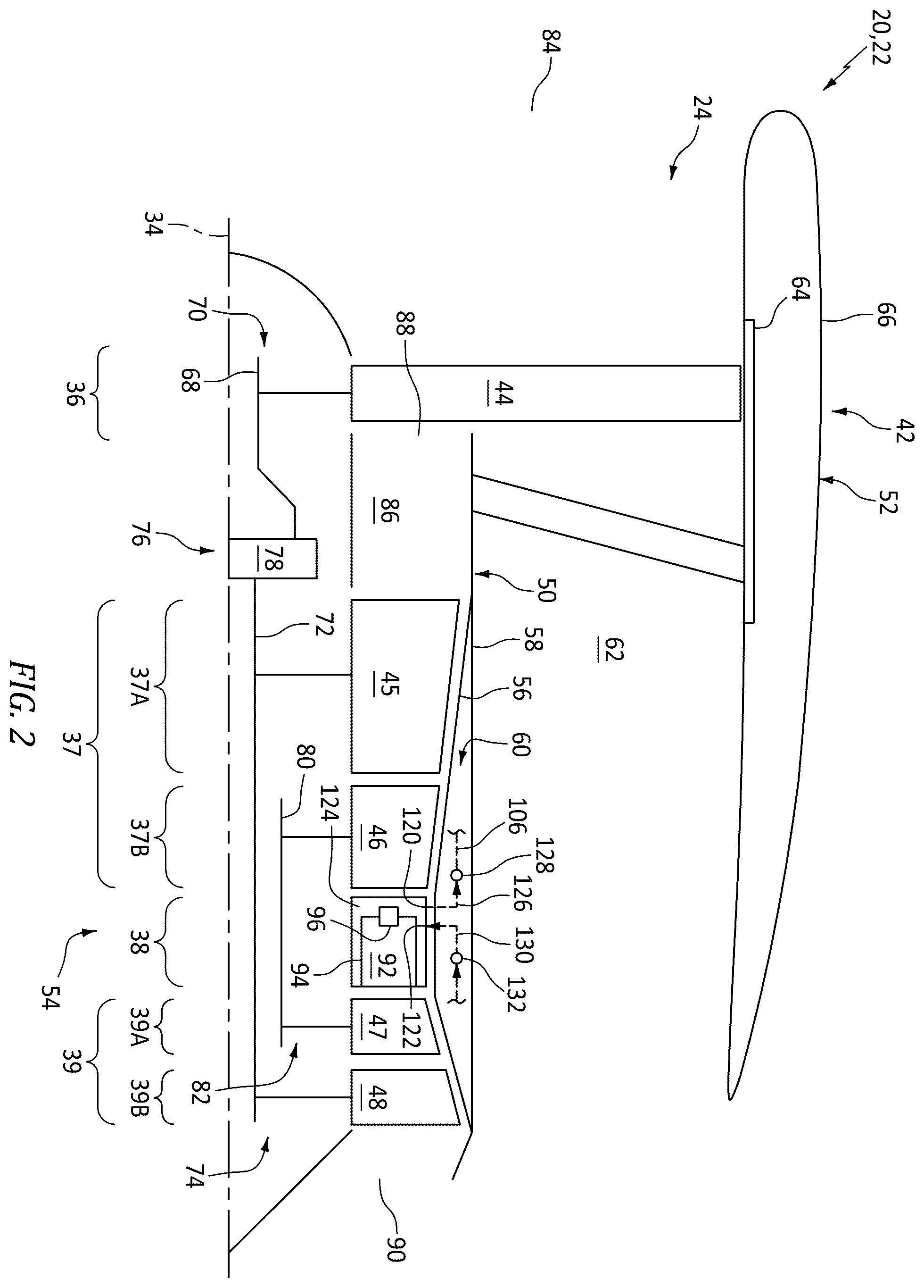 Patent US12552545 Figure 2 – Drivetrain for aircraft powerplant with boosted turbine engine