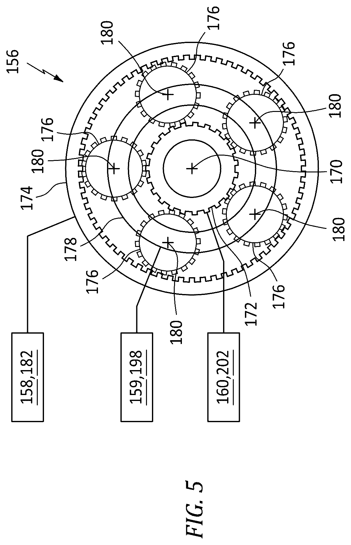 Patent US12552545 Figure 5 – Drivetrain for aircraft powerplant with boosted turbine engine