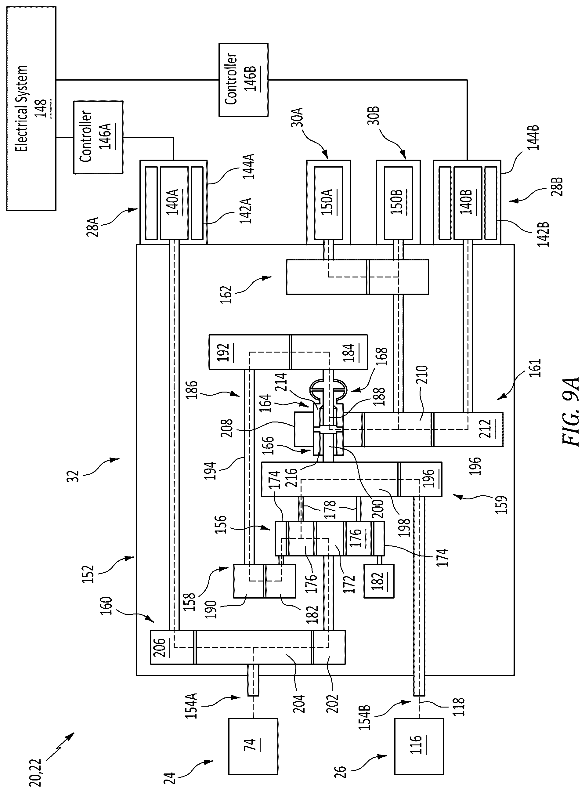 Patent US12552545 Figure 10 – Drivetrain for aircraft powerplant with boosted turbine engine