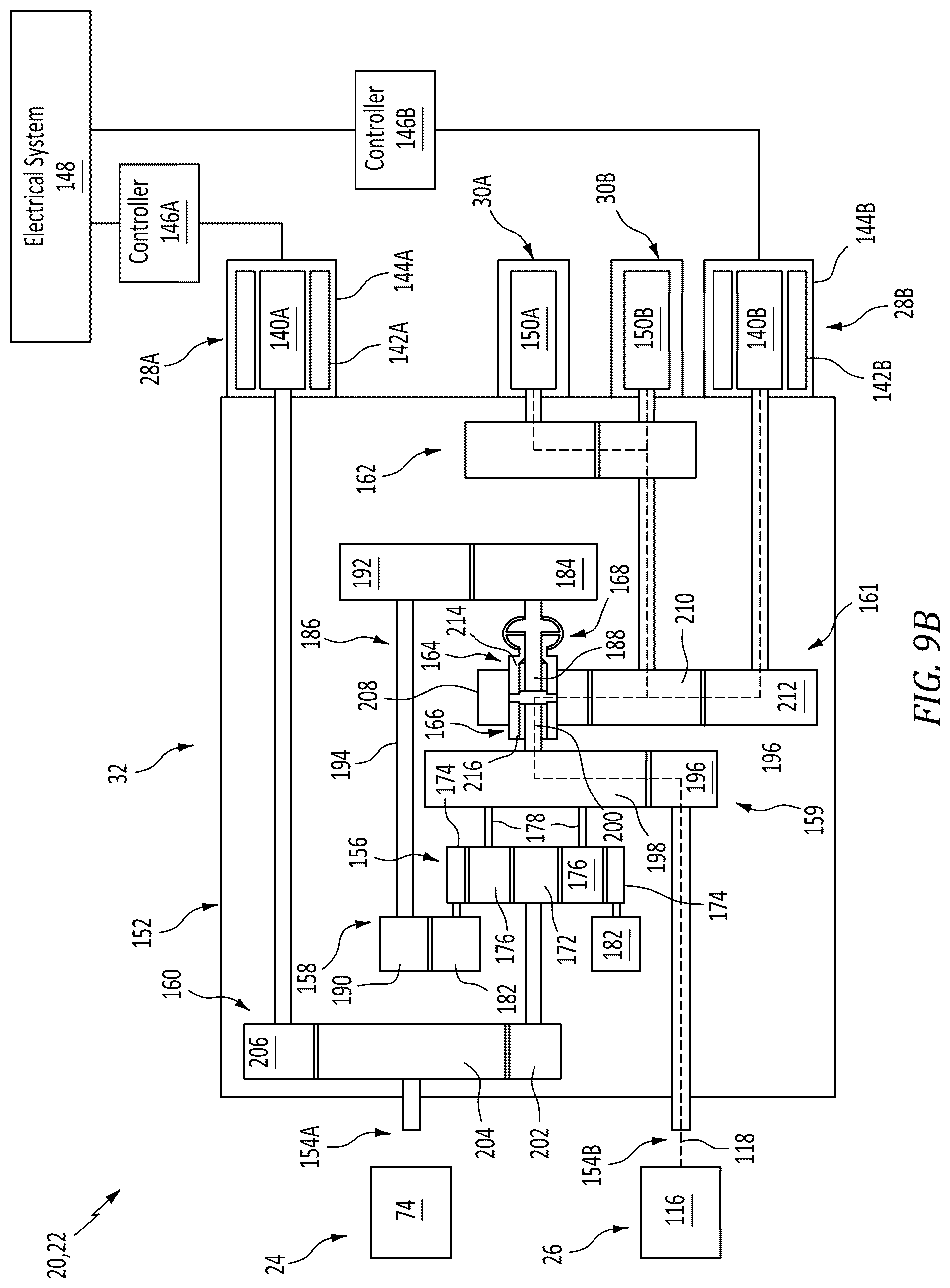 Patent US12552545 Figure 11 – Drivetrain for aircraft powerplant with boosted turbine engine