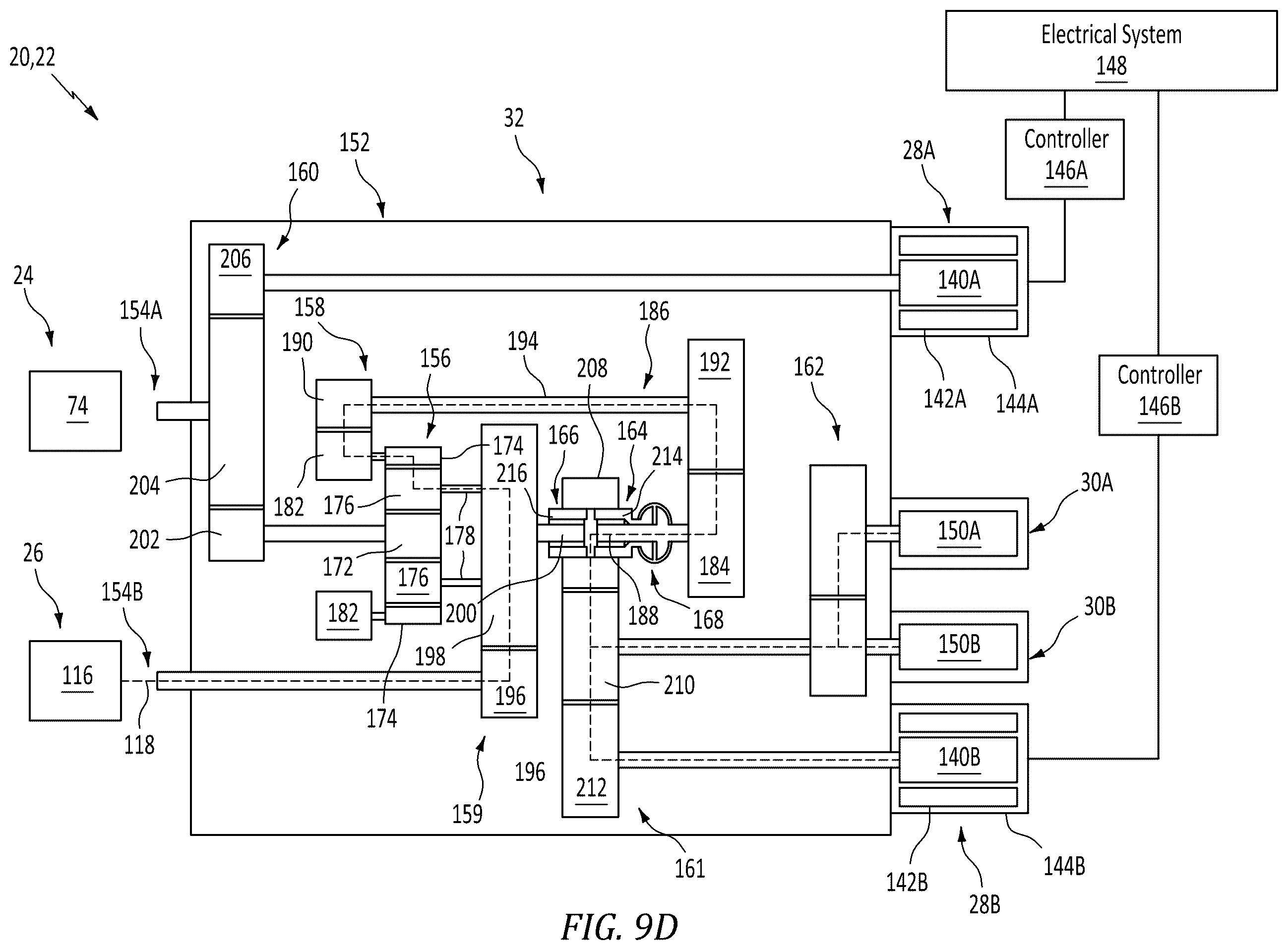 Patent US12552545 Figure 13 – Drivetrain for aircraft powerplant with boosted turbine engine