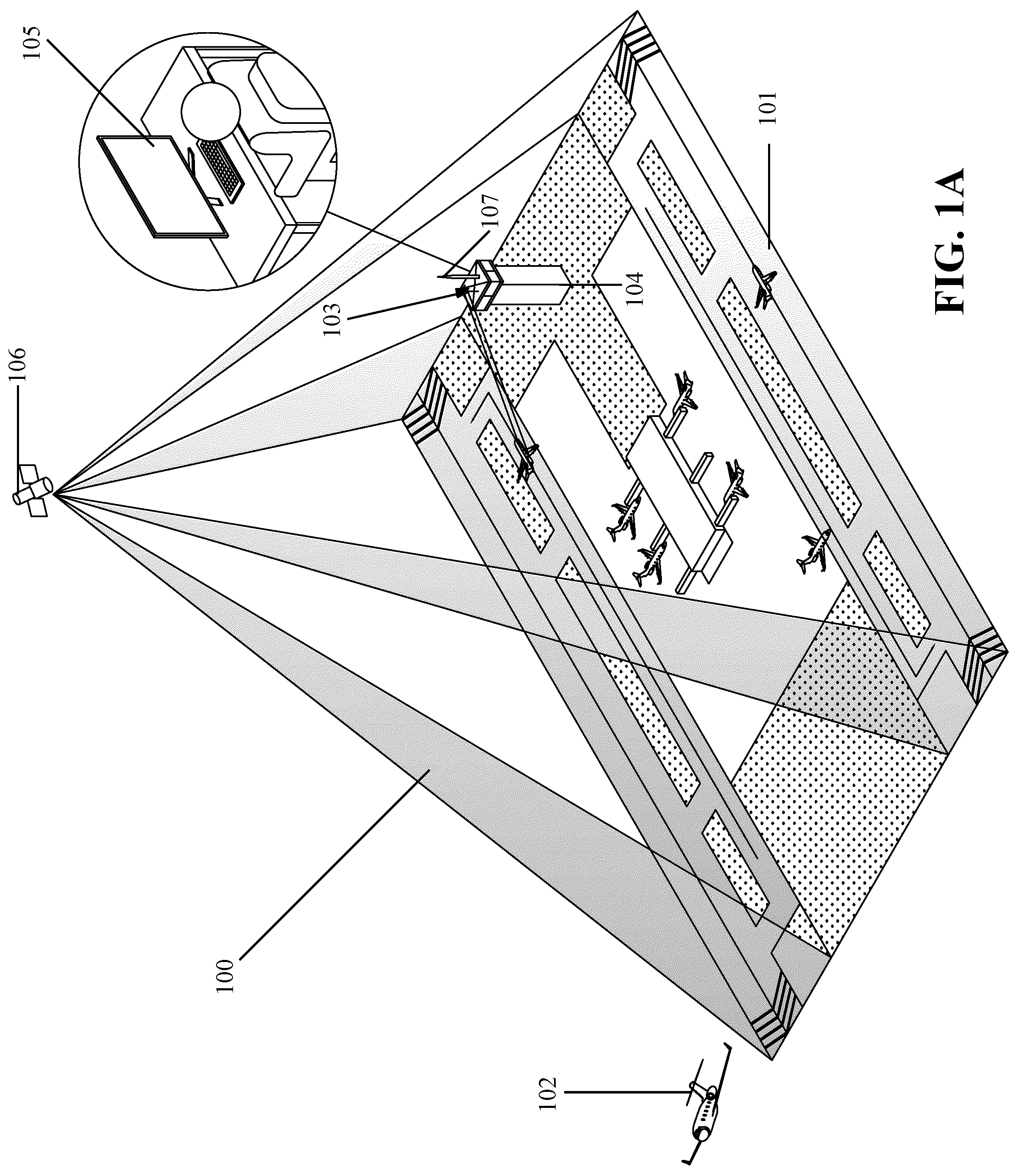 Patent US12552549 Figure 1 – Aircraft ground support equipment geo-fencing protection system