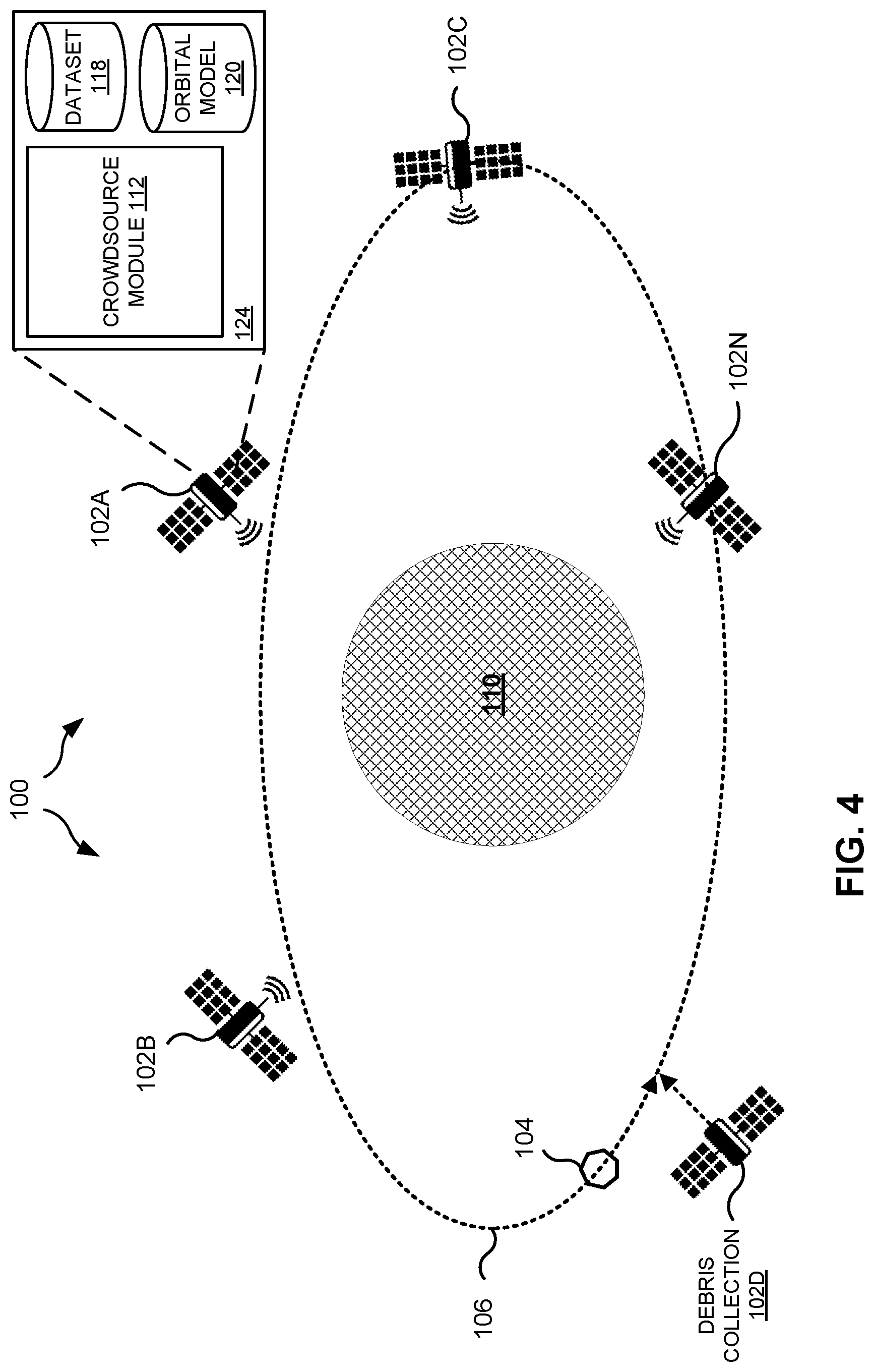 Patent US12552553 Figure 4 – Crowdsource satellite network