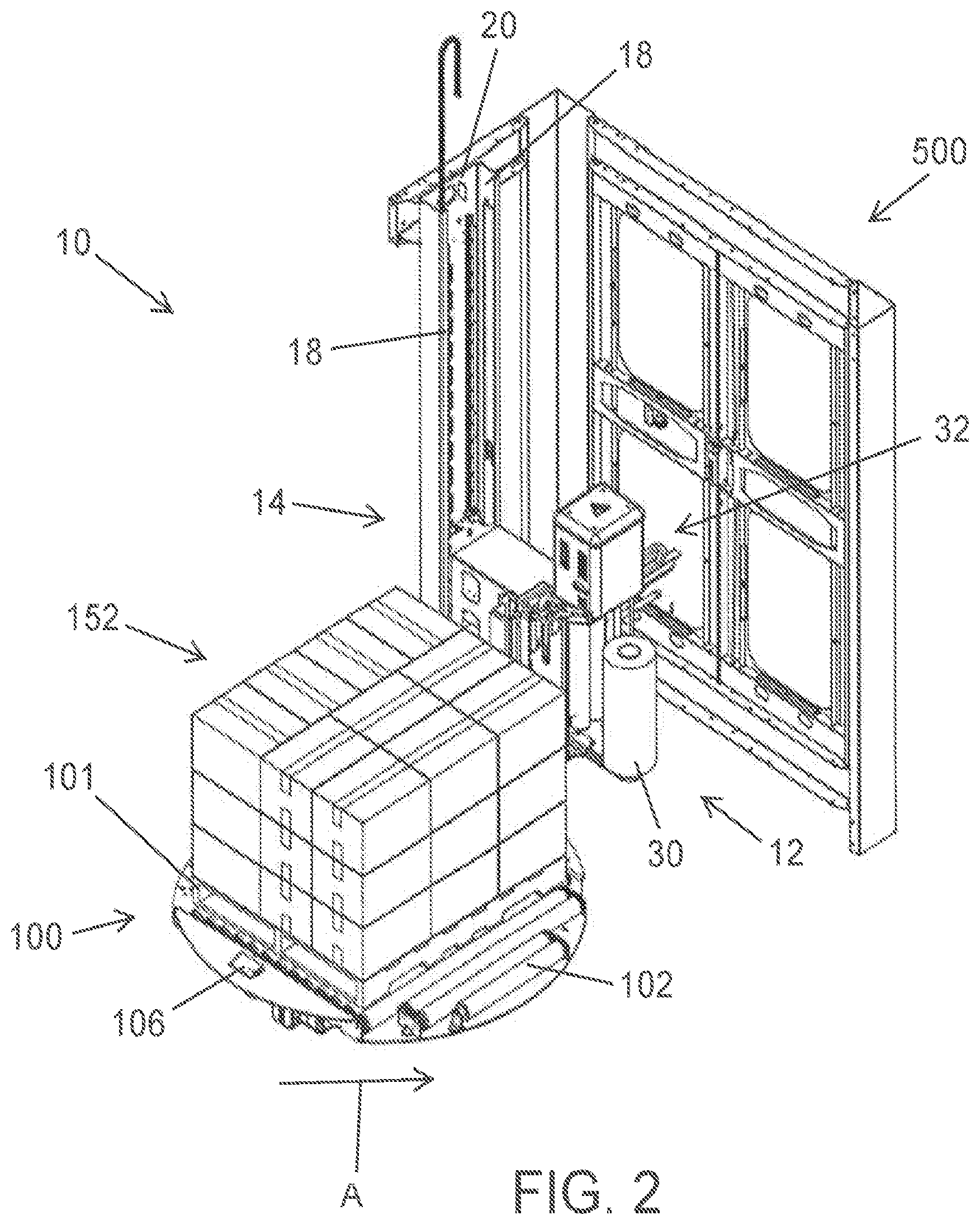 Patent US12552571 Figure 2 – Film free end control apparatus and method for a stretch wrapping machine