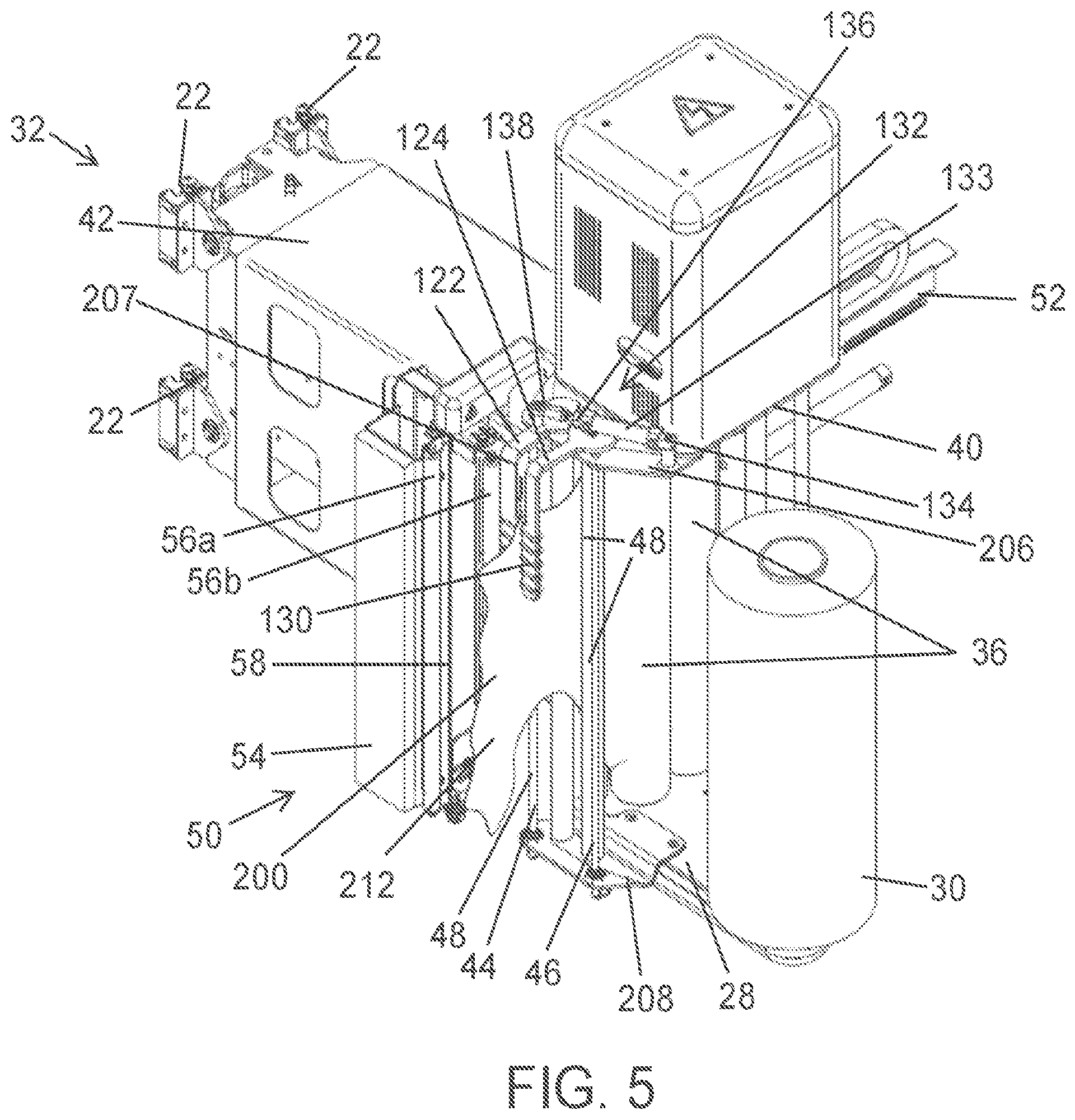 Patent US12552571 Figure 5 – Film free end control apparatus and method for a stretch wrapping machine