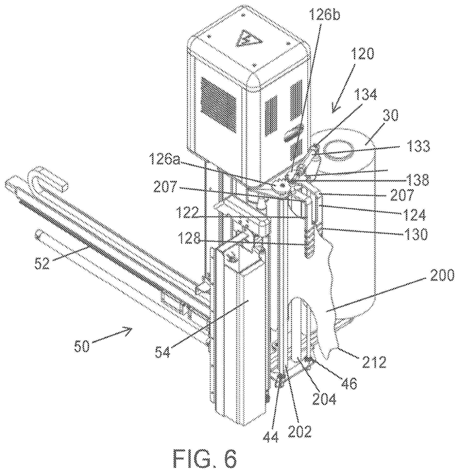 Patent US12552571 Figure 6 – Film free end control apparatus and method for a stretch wrapping machine