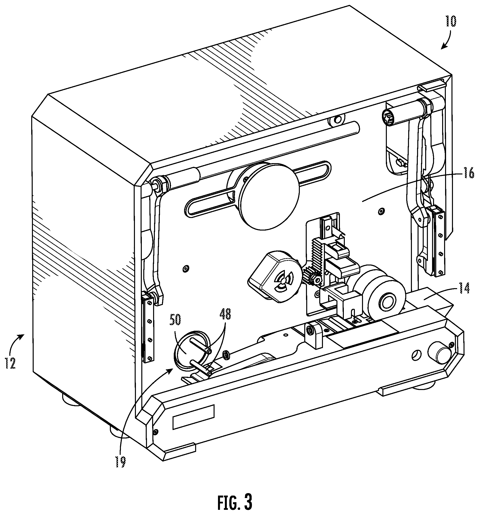 Patent US12552572 Figure 2 – Cutting and rolling device for use with pharmaceutical pouch packaging