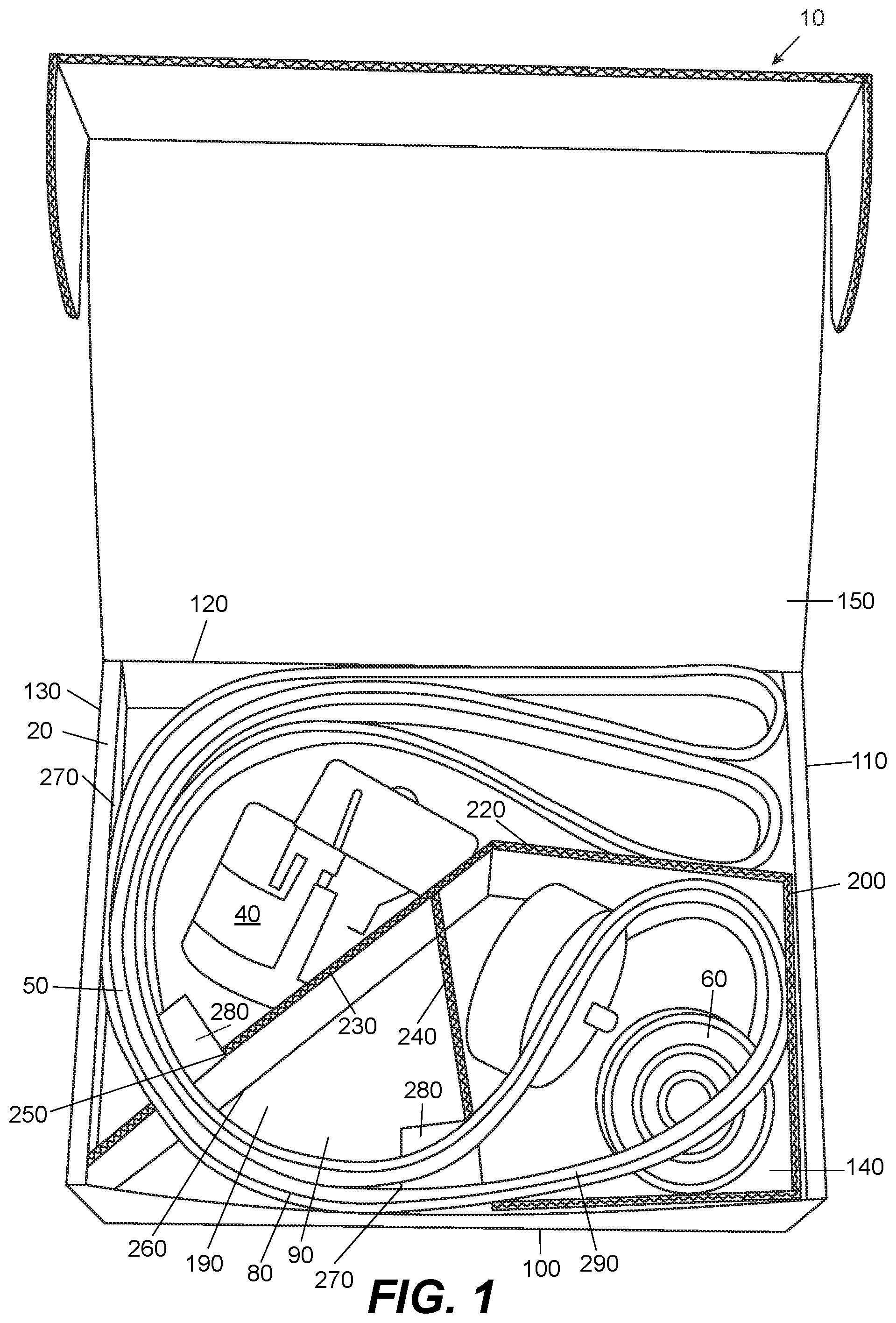 Patent US12552578 — Packaging container for automotive tensioner kit — Figure 1