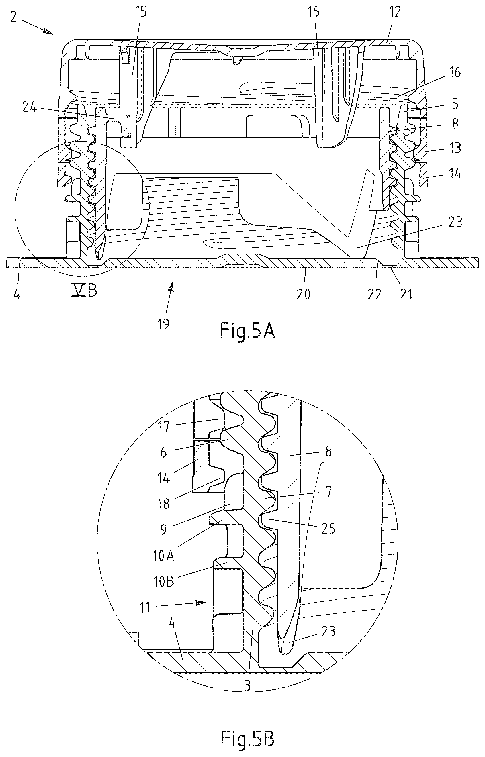 Patent US12552583 Figure 3 – Resealable dispensing element for a cardboard/plastic composite package with a screw cap attached to it and method for mounting a screw cap