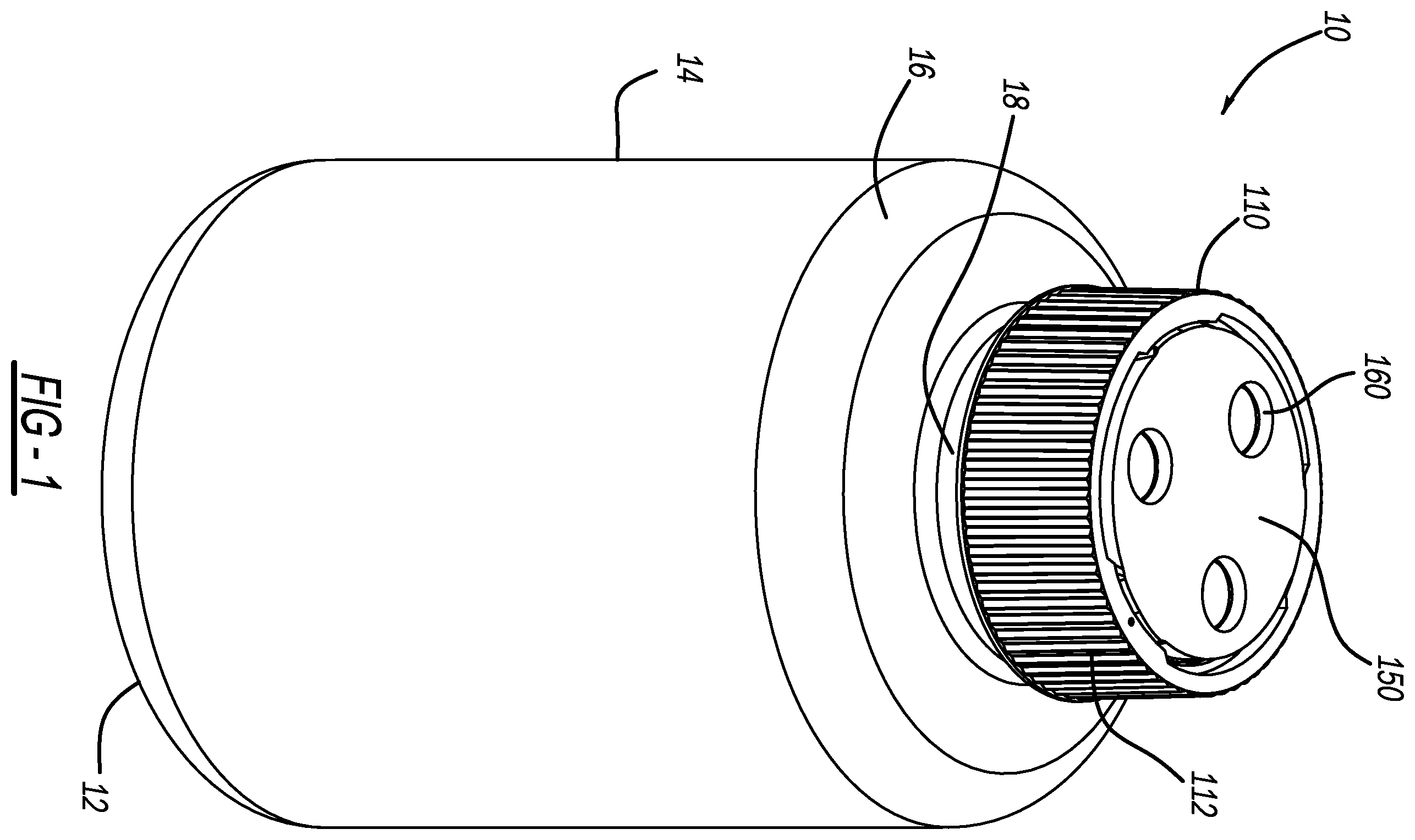 Patent US12552585 Figure 1 – Closure assembly for filling a container under isolated conditions