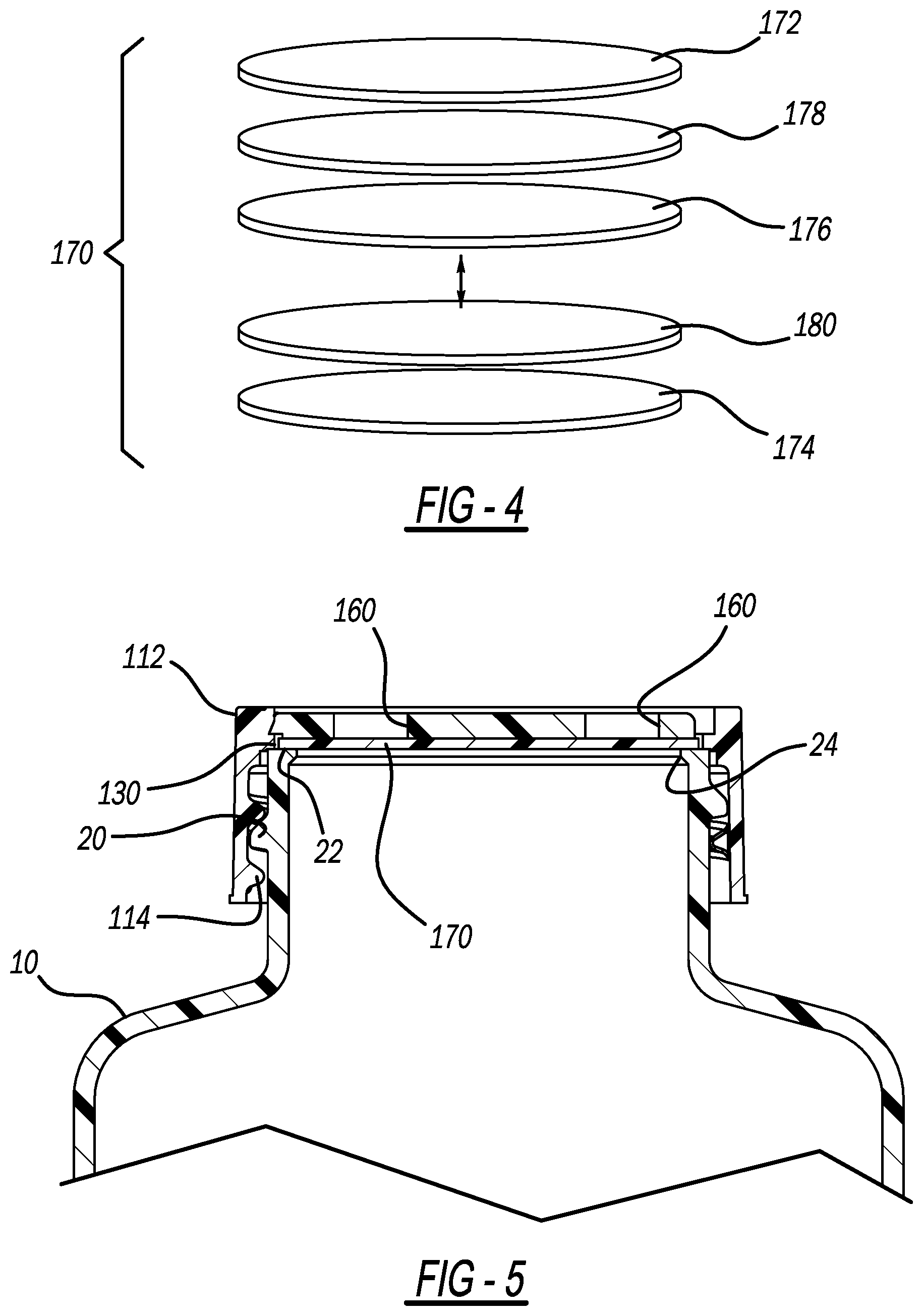 Patent US12552585 Figure 4 – Closure assembly for filling a container under isolated conditions