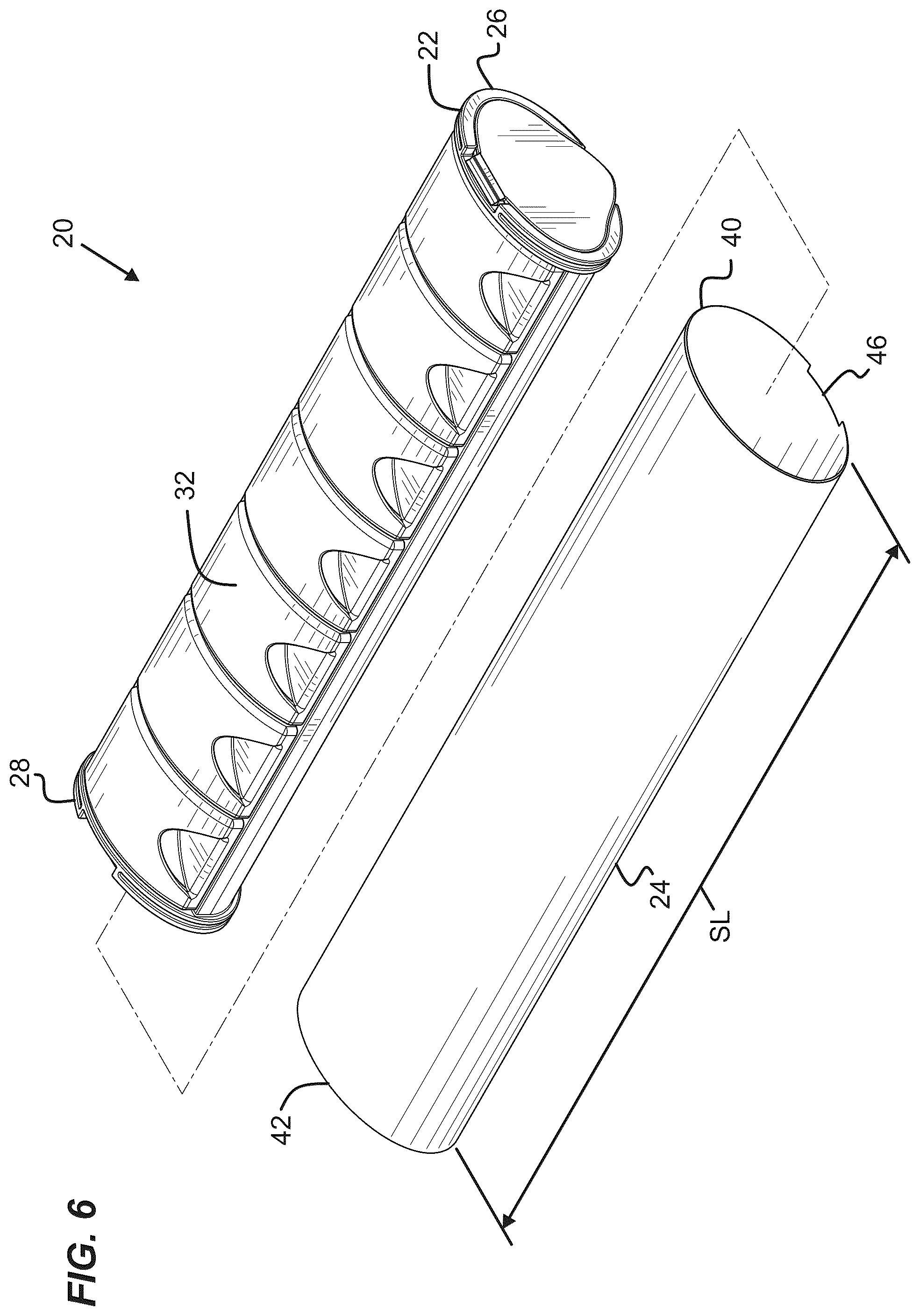 Patent US12552590 Figure 6 – Pill container assembly with outer sleeve