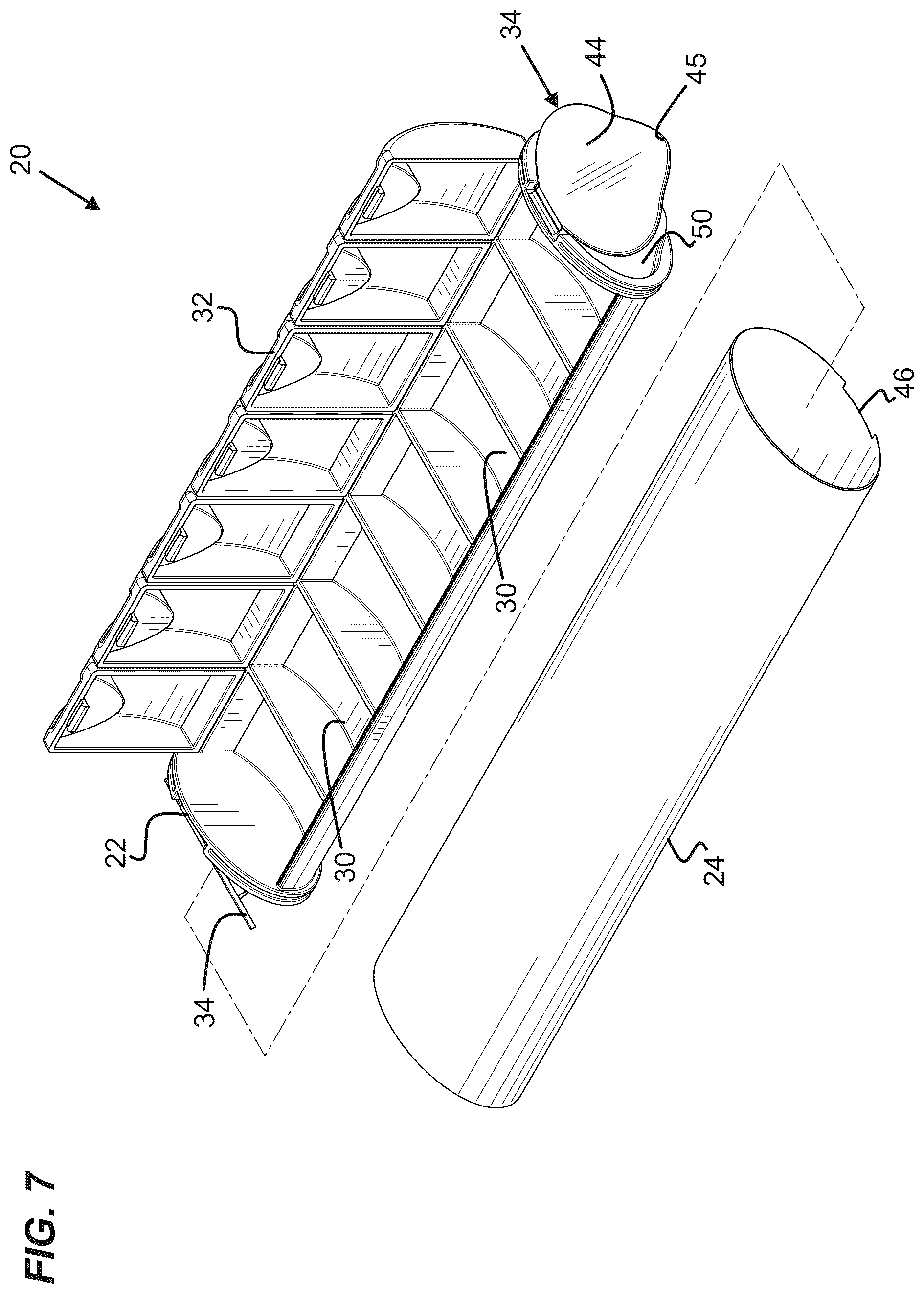 Patent US12552590 Figure 7 – Pill container assembly with outer sleeve