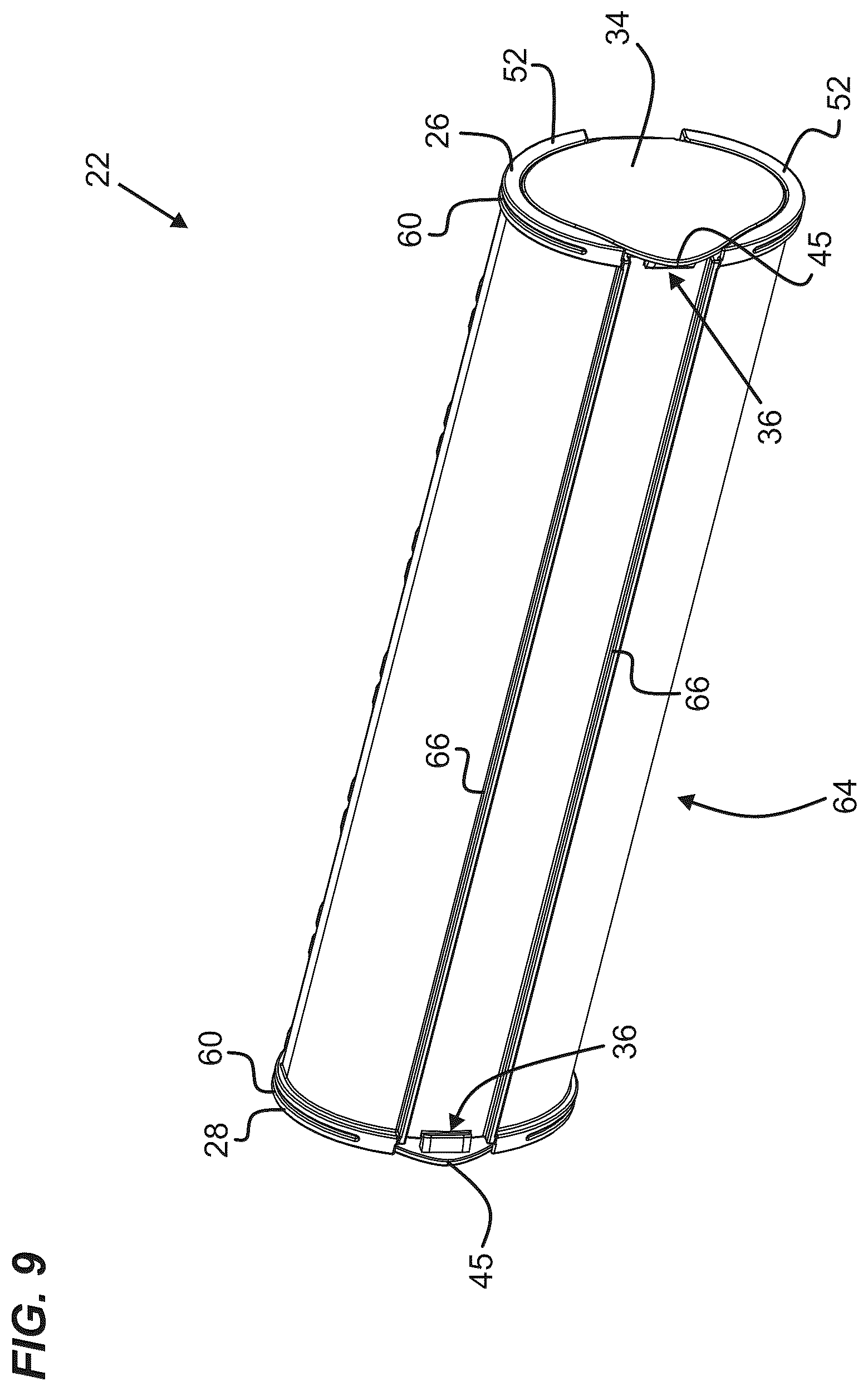 Patent US12552590 Figure 9 – Pill container assembly with outer sleeve
