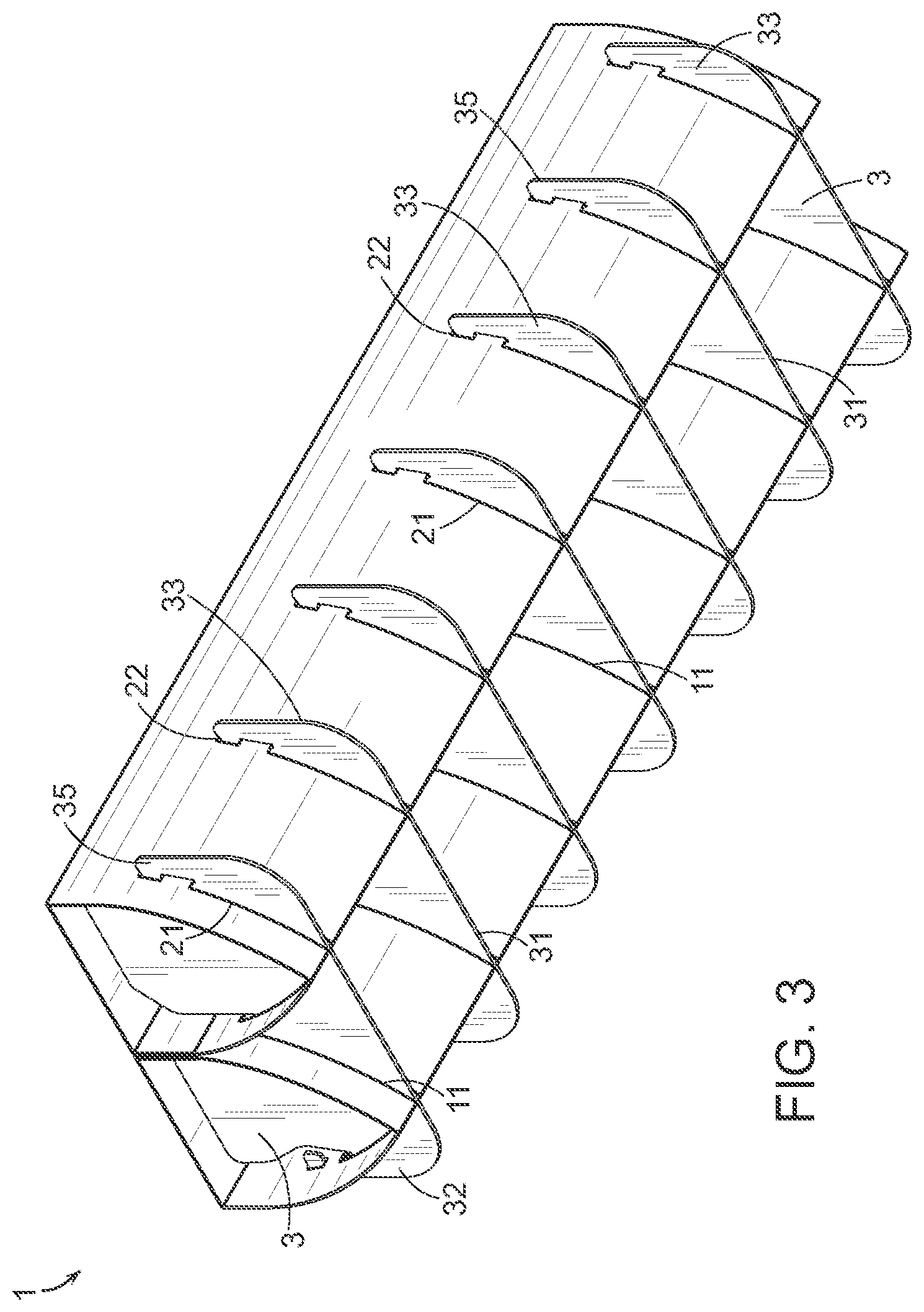 Patent US12552596 Figure 3 – Egg carton and formation apparatus and method