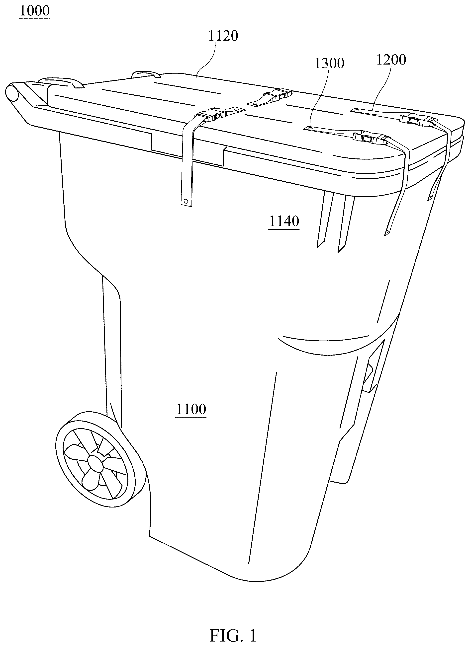 Patent US12552600 — Black bear and other animal proof garbage cart/can locks and method of use — Figure 1