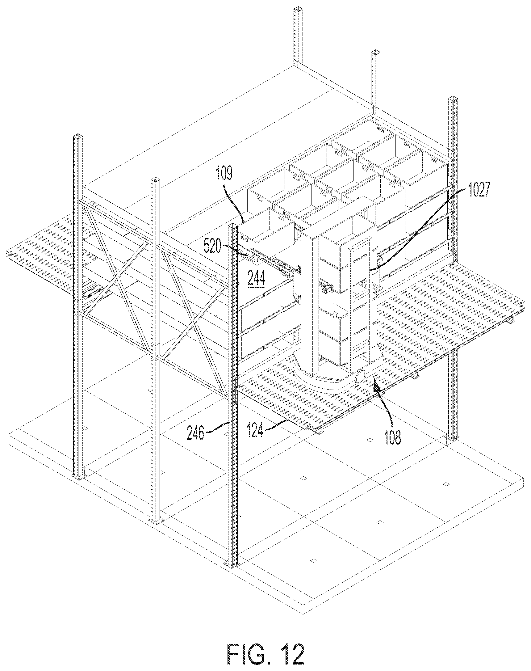 Patent US12552602 Figure 12 – Inventory system with item retrieval