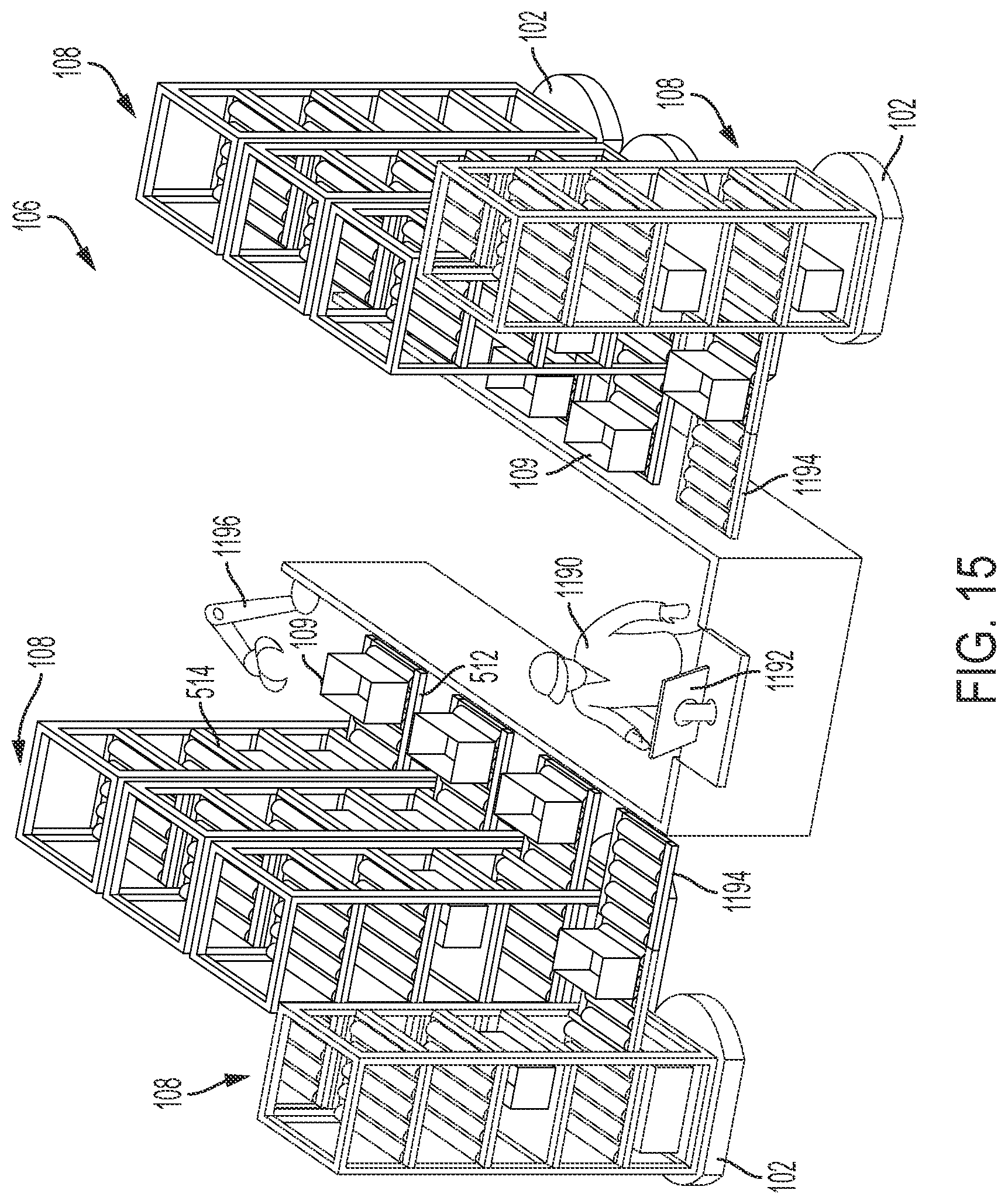Patent US12552602 Figure 15 – Inventory system with item retrieval