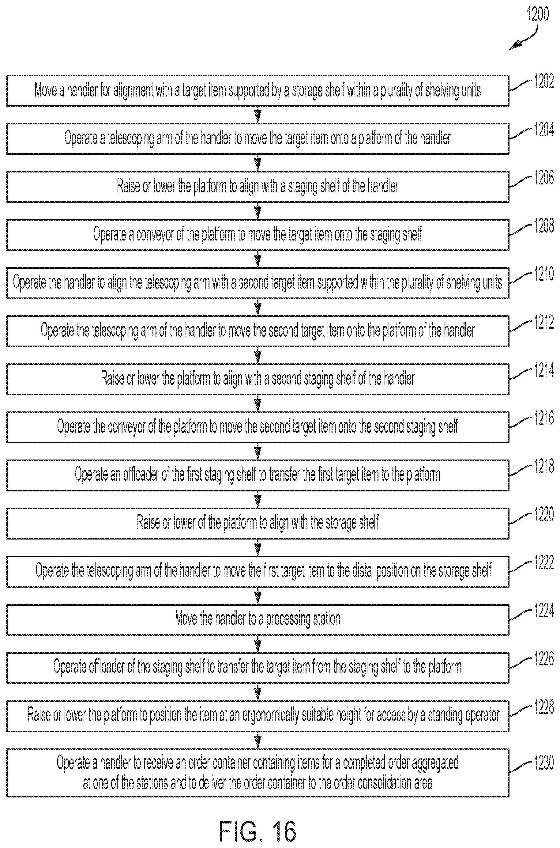 Patent US12552602 Figure 16 – Inventory system with item retrieval