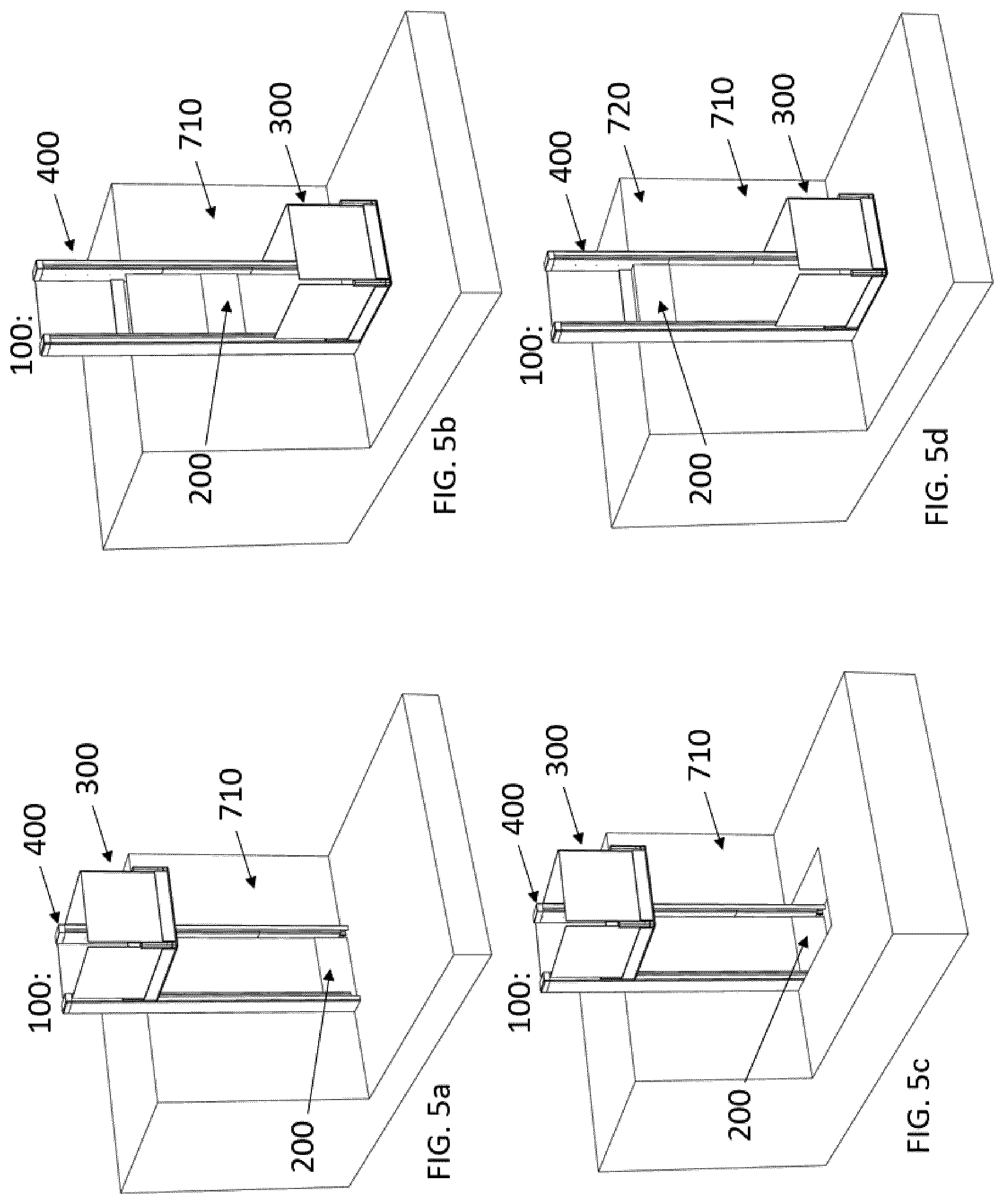 Patent US12552640 Figure 5 – Drive unit placement and access openings for a platform lifting system