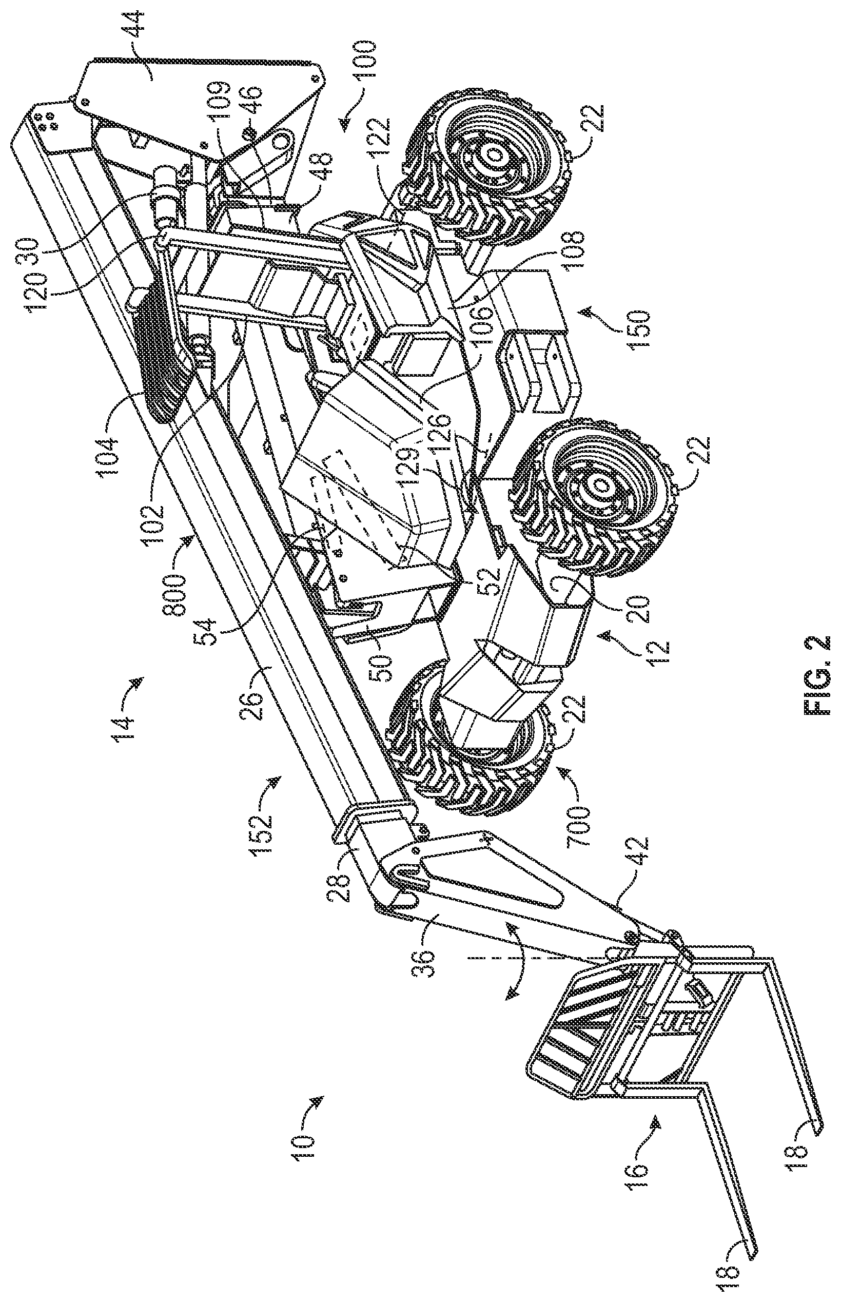 Patent US12552651 Figure 2 – Lift device with deployable operator station
