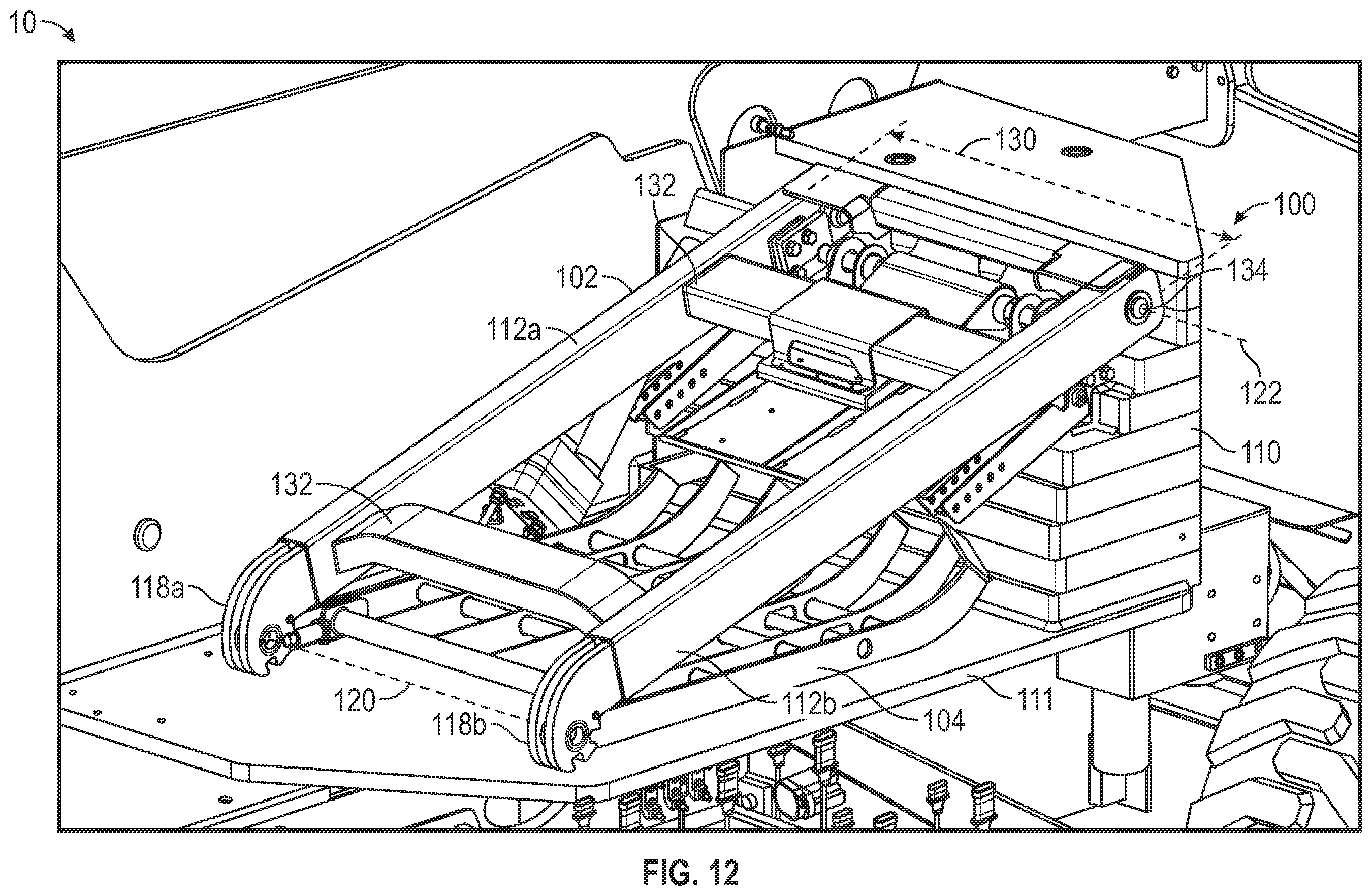 Patent US12552651 Figure 12 – Lift device with deployable operator station