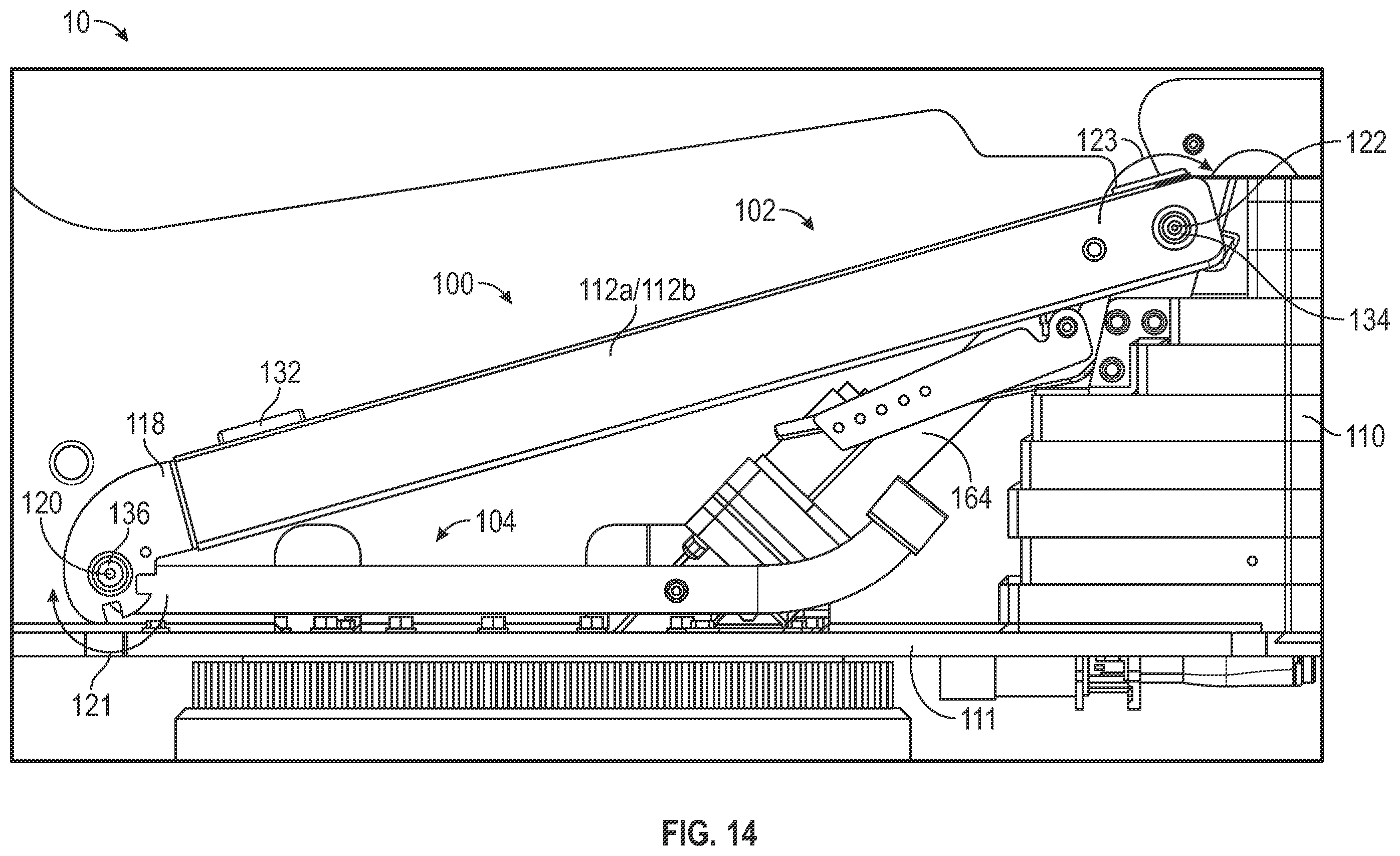 Patent US12552651 Figure 14 – Lift device with deployable operator station