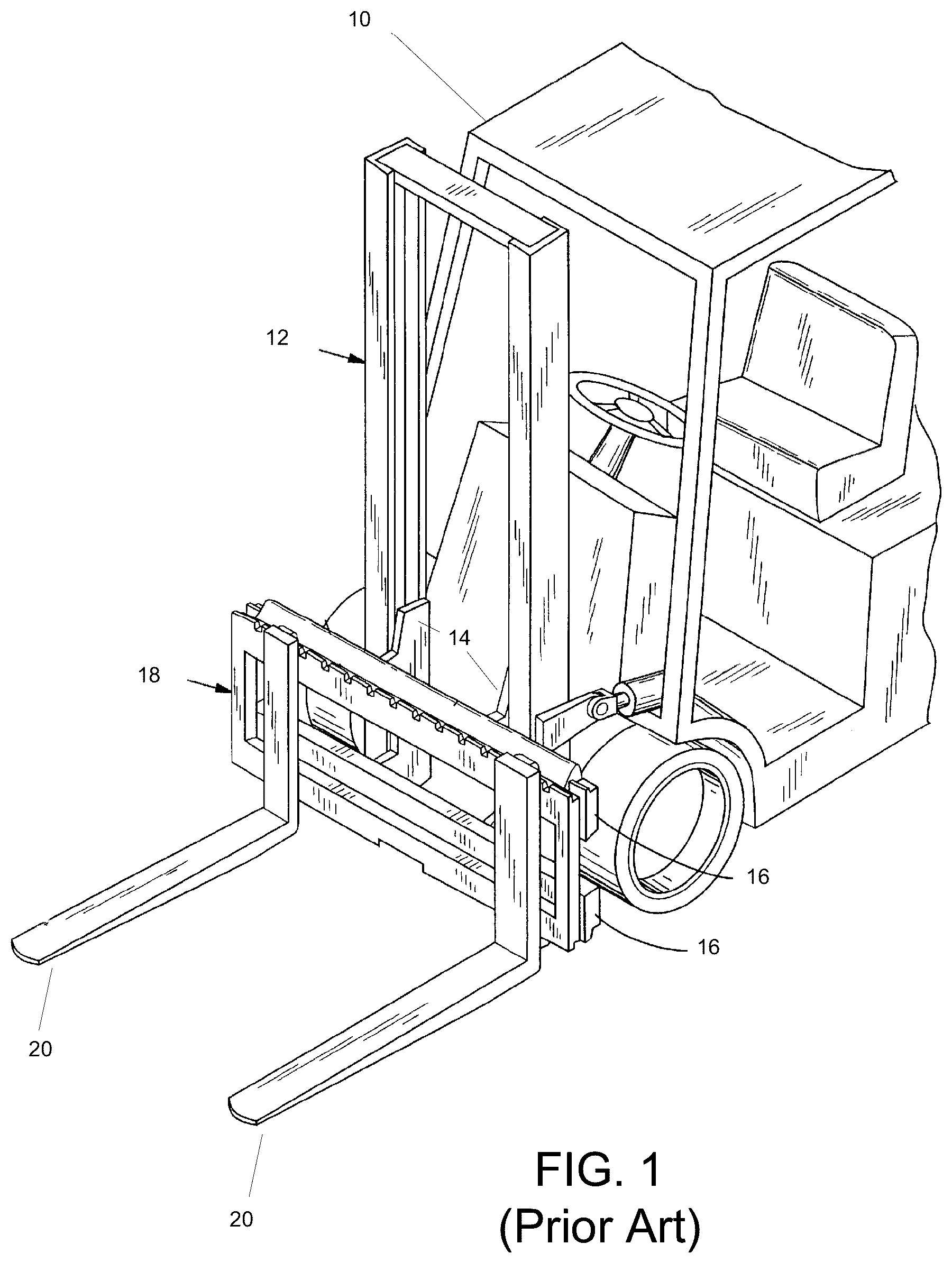 Patent US12552652 Figure 1 – Load handler for lift truck with segmented channel bearings