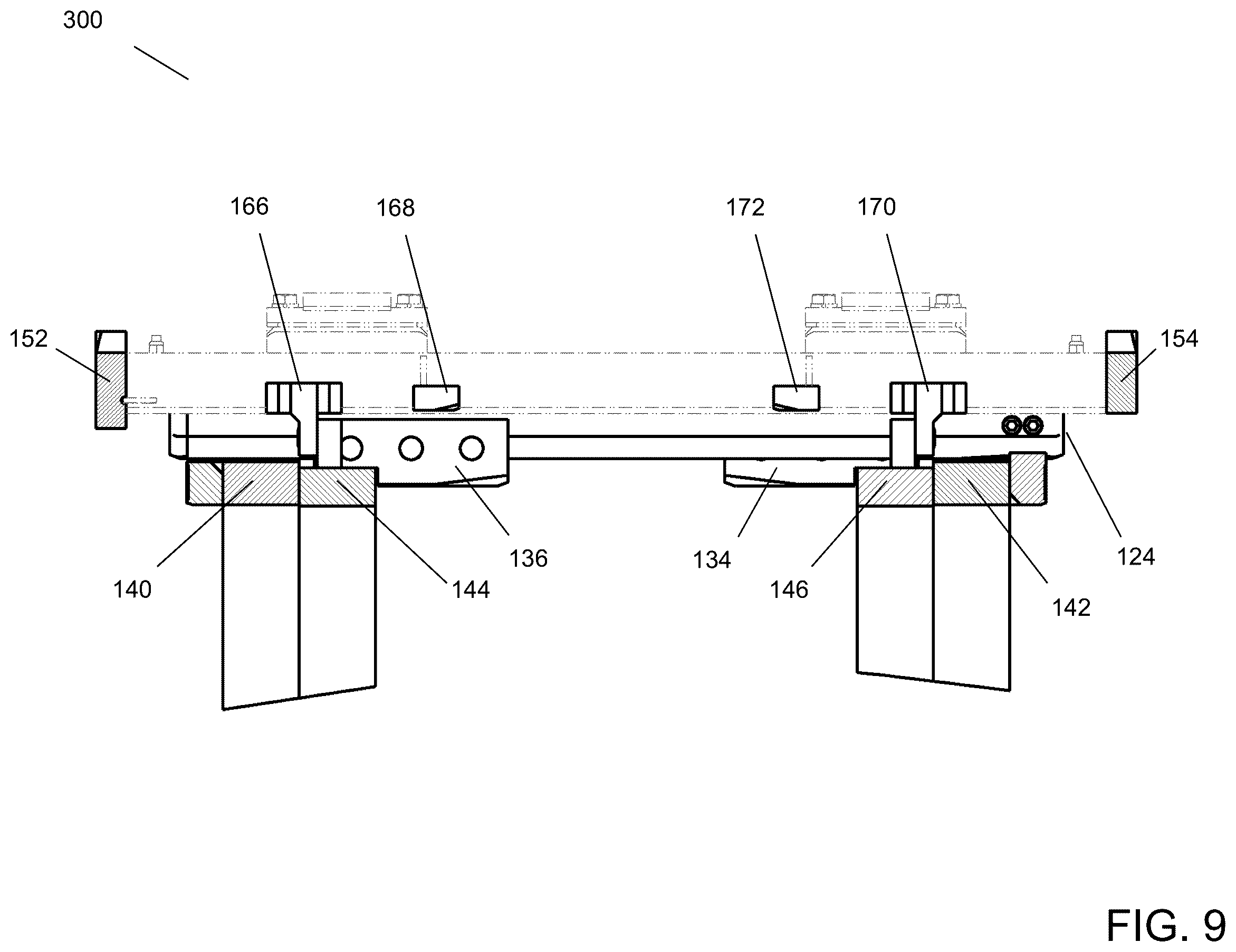 Patent US12552652 Figure 9 – Load handler for lift truck with segmented channel bearings