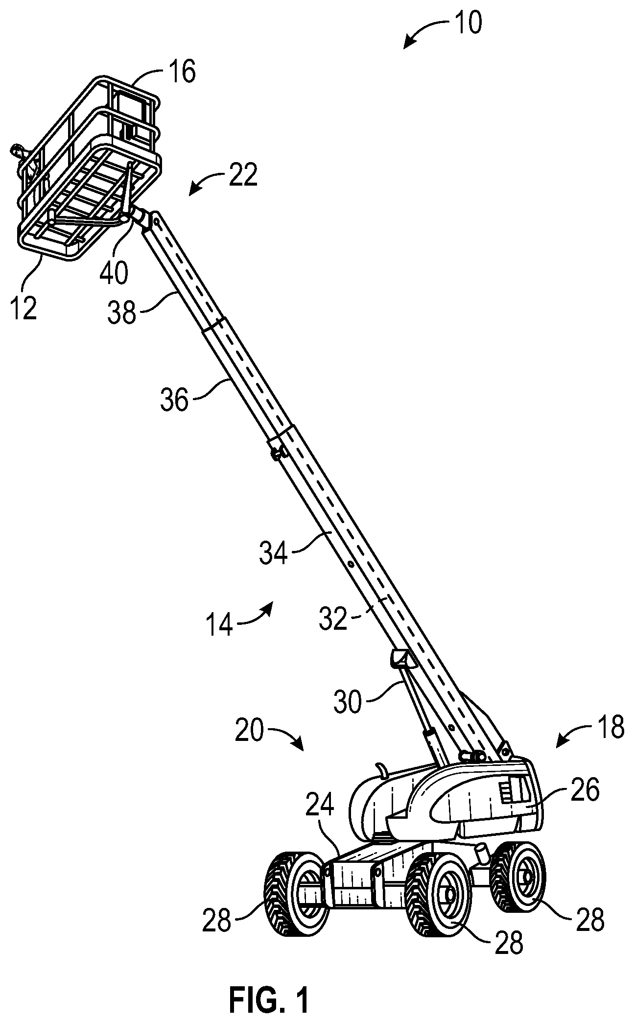Patent US12552653 Figure 1 – Boom assembly