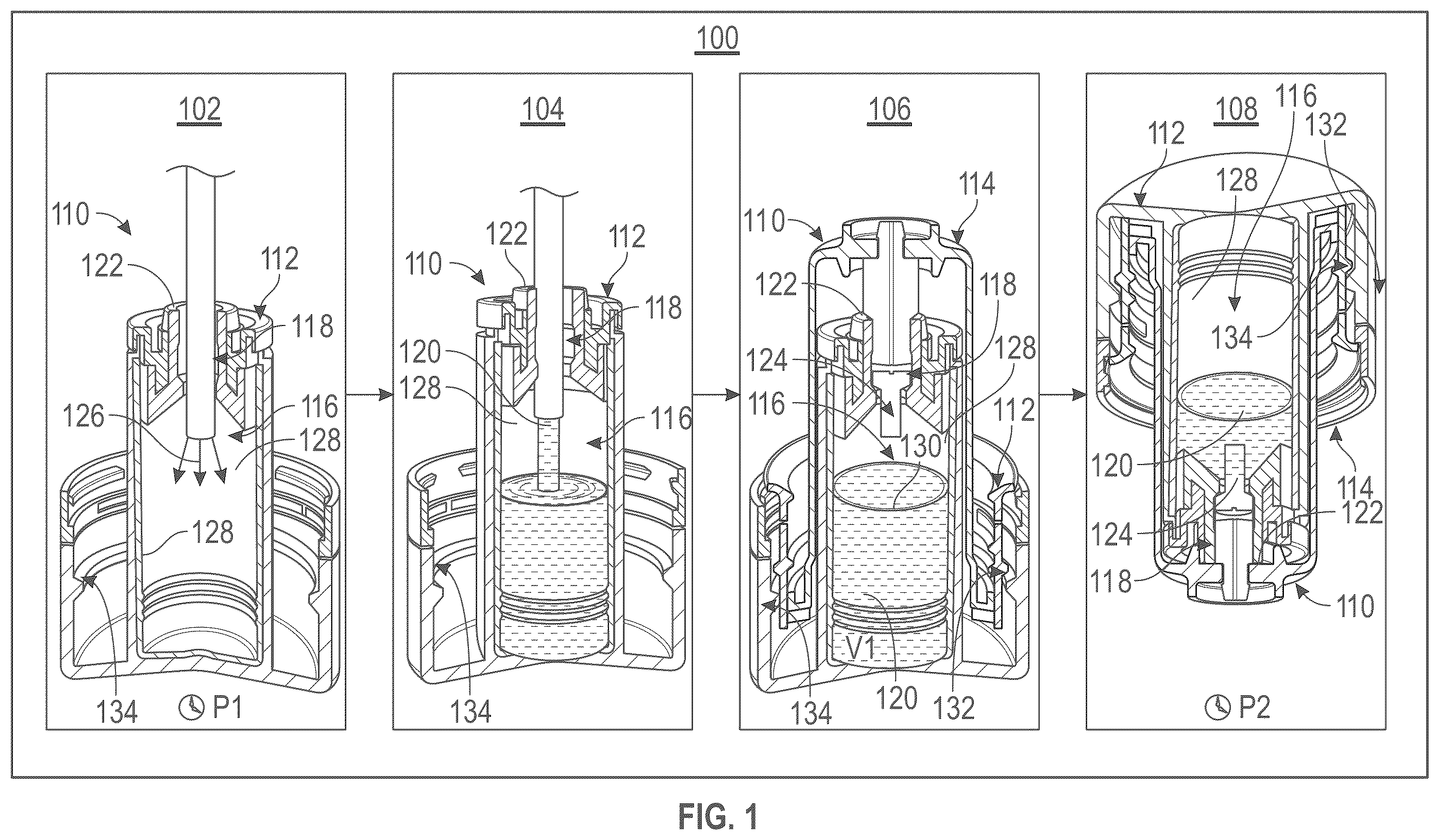 Patent US12552657 Figure 1 – Sterile filling method for additive product containers