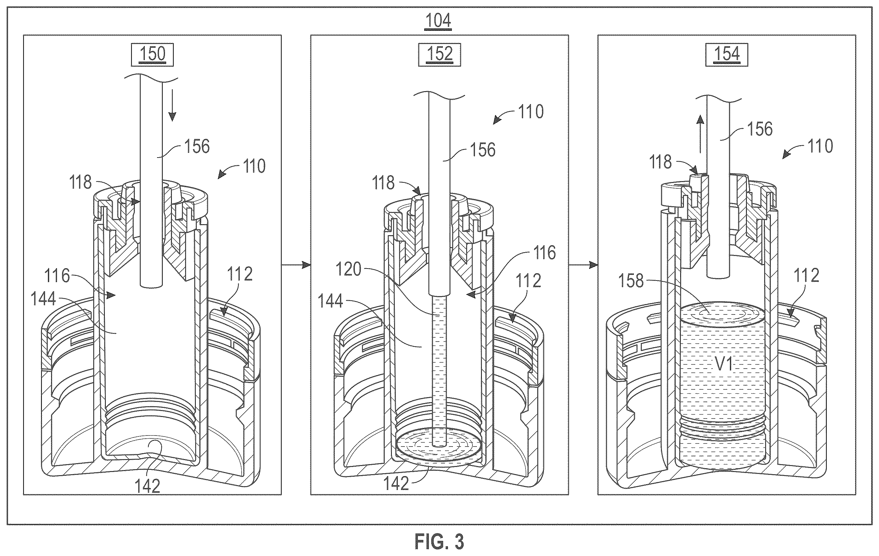 Patent US12552657 Figure 3 – Sterile filling method for additive product containers