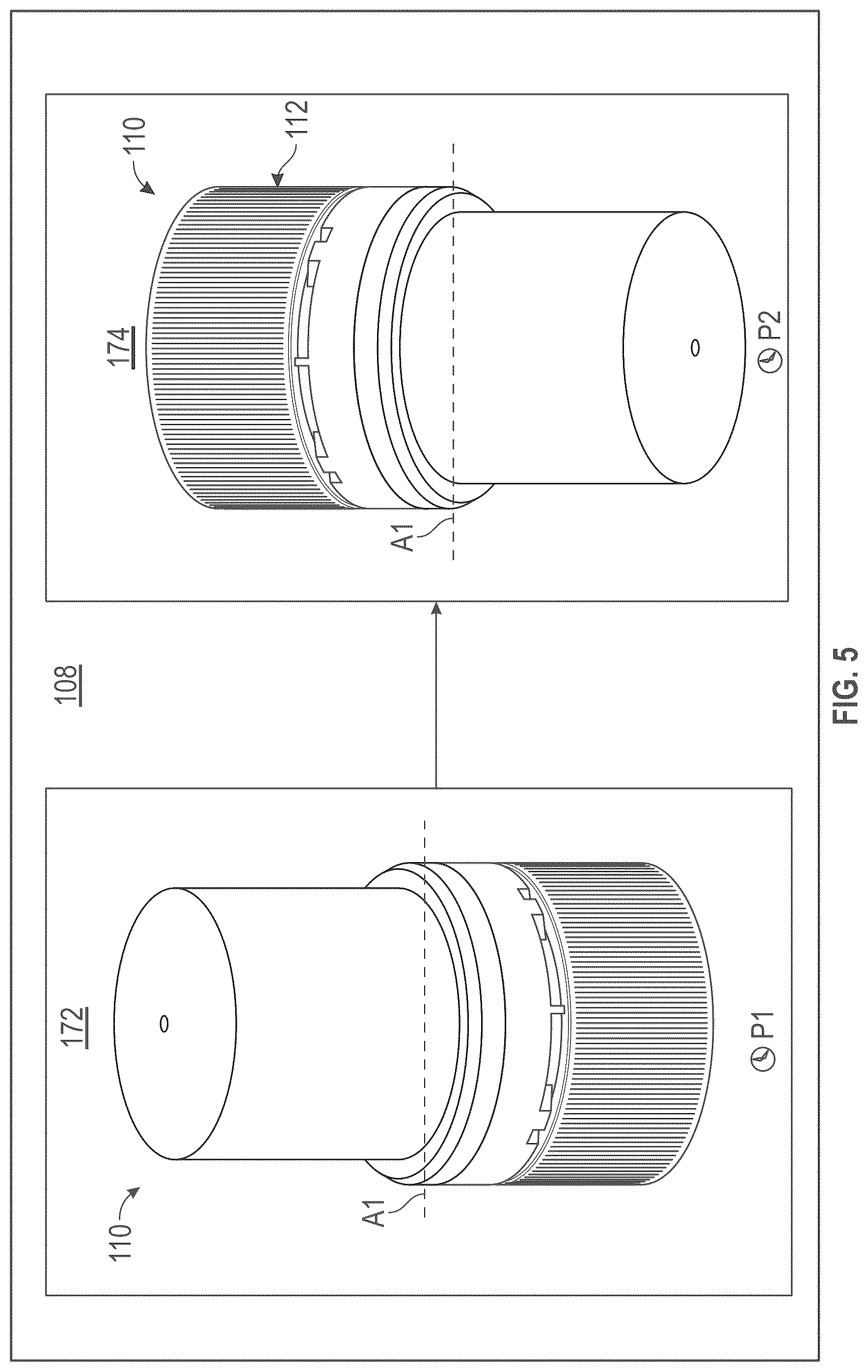 Patent US12552657 Figure 5 – Sterile filling method for additive product containers