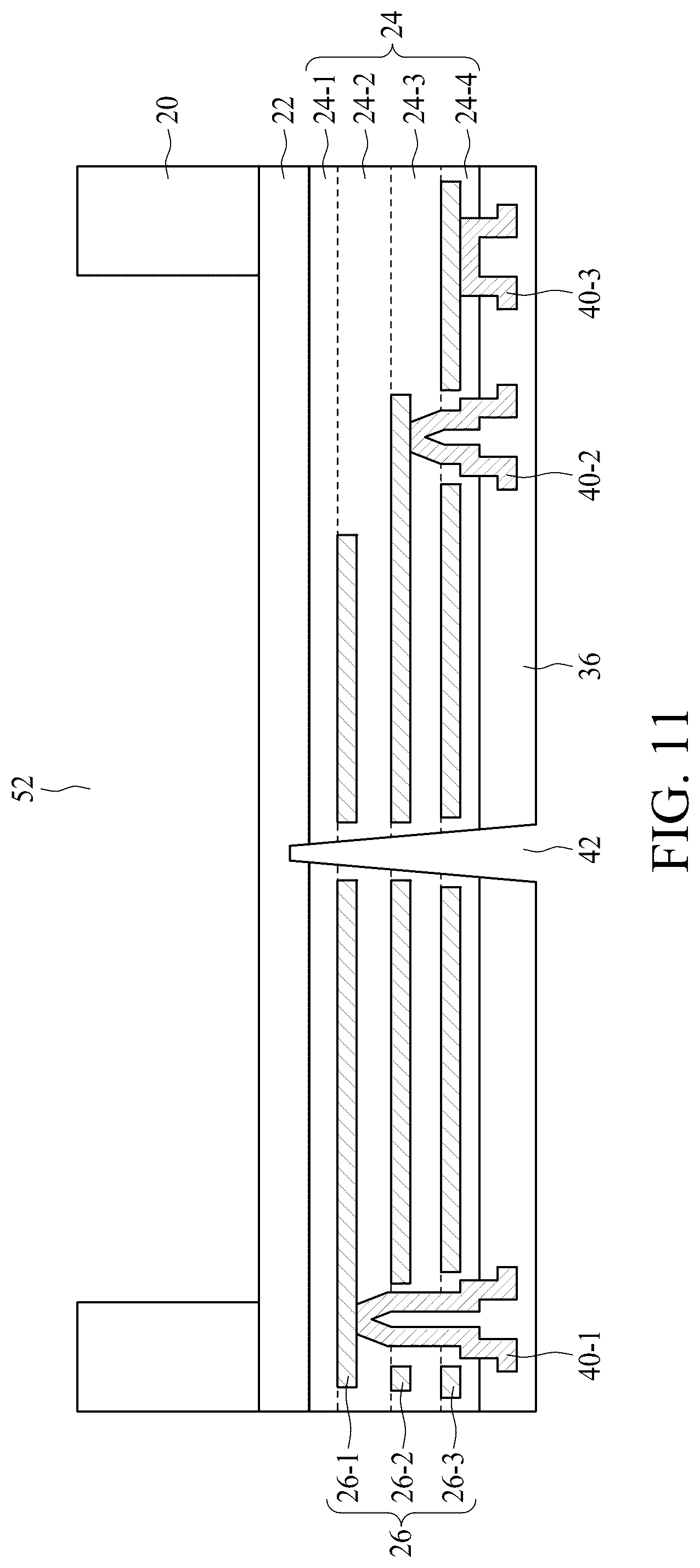 Patent US12552664 Figure 11 – Self-aligned acoustic hole formation in piezoelectrical MEMS microphone
