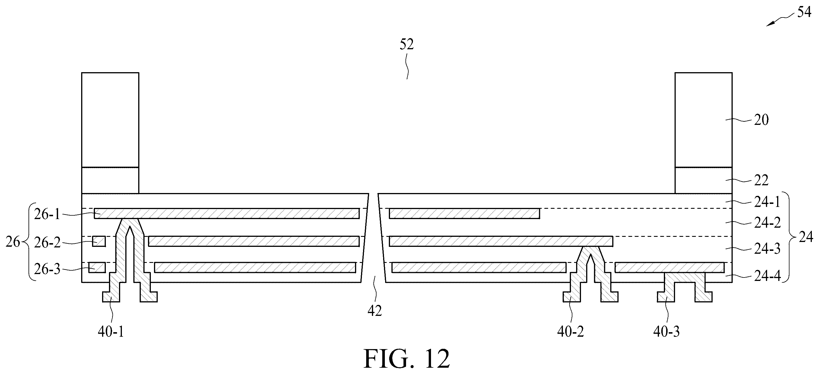 Patent US12552664 Figure 12 – Self-aligned acoustic hole formation in piezoelectrical MEMS microphone