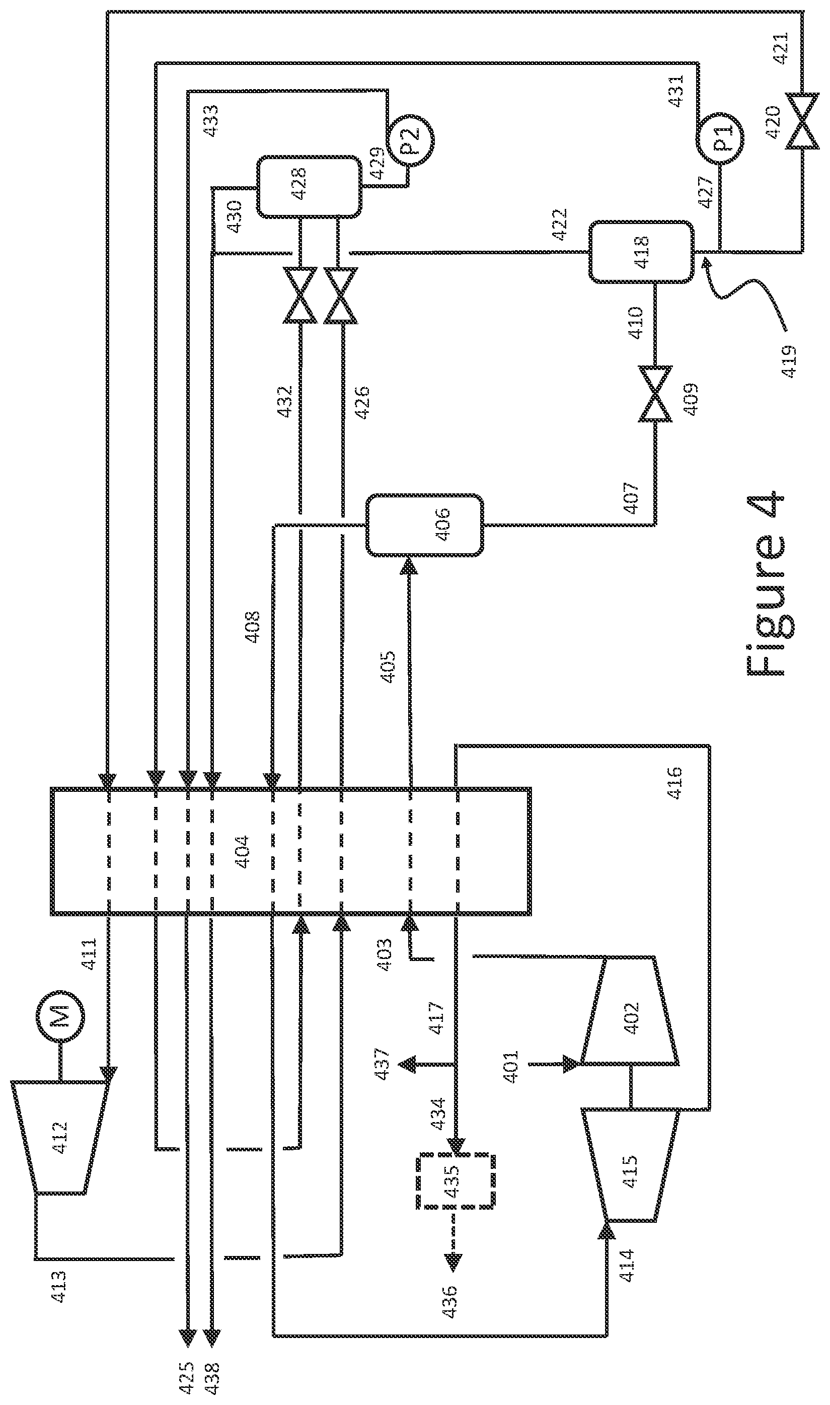 Patent US12552668 Figure 4 – Method for separating hydrogen and nitrogen from cracked ammonia