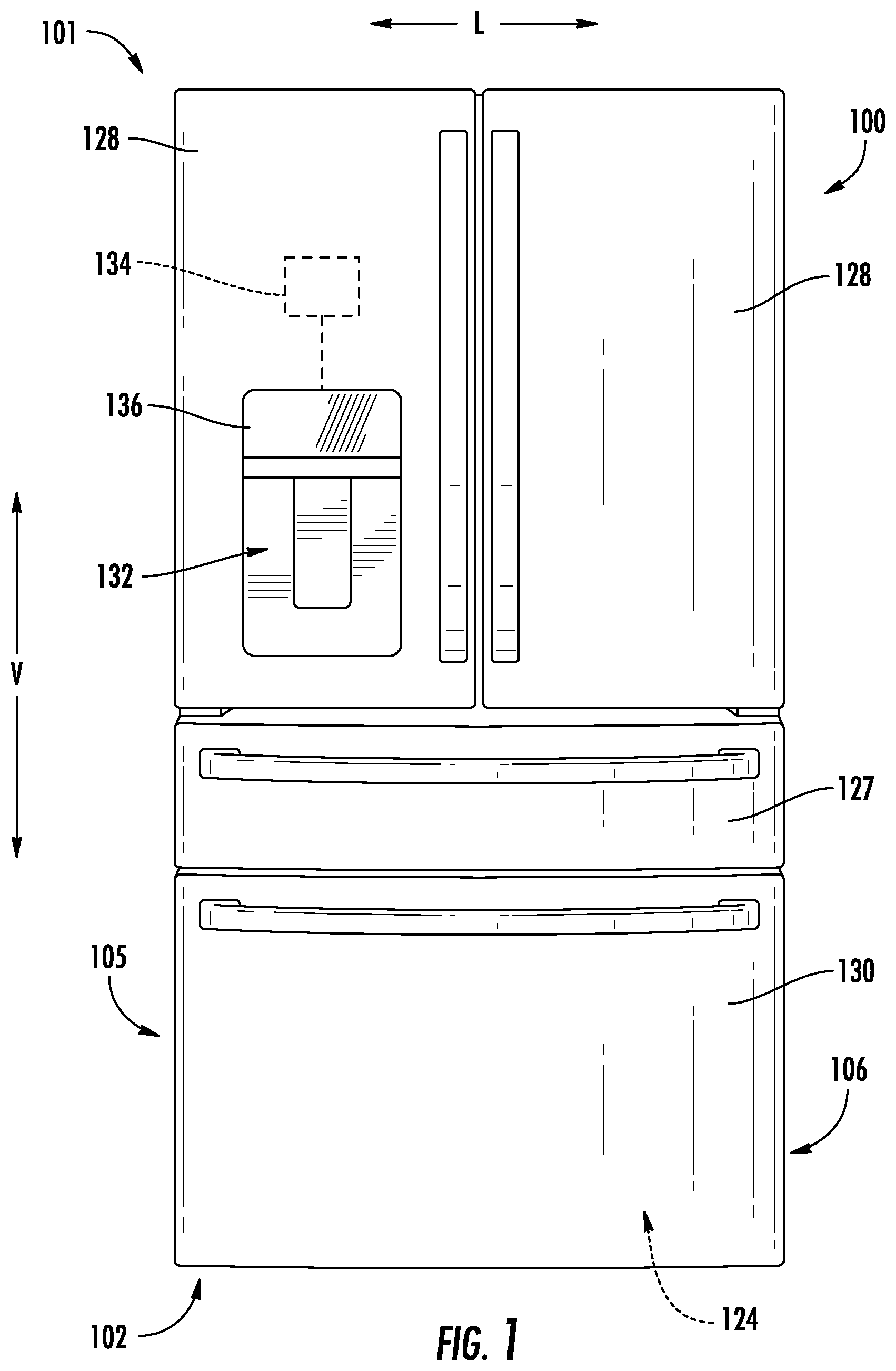 Patent US12552692 Figure 1 – Hydrogen water dispenser for refrigerator appliances