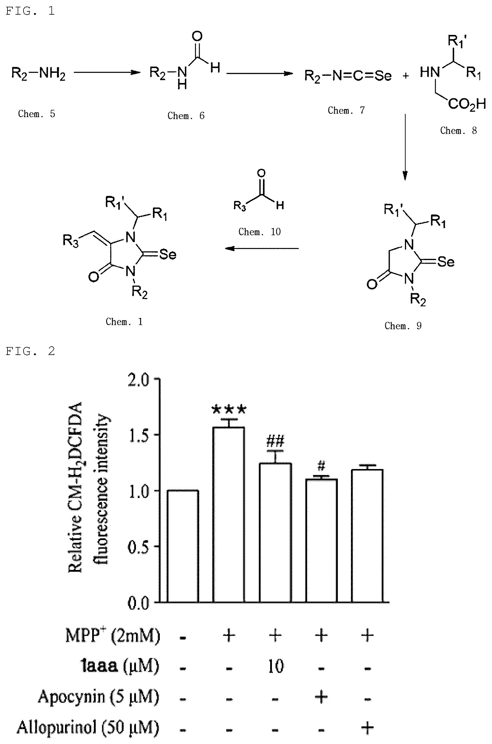 Patent US12552779 — 1-alkyl-5-arylidene-2-selenoxoimidazolidine-4-on and derivative thereof, preparation method therefor, and composition comprising same for preventing, alleviating or treating neurodegenerative diseases — Figure 1