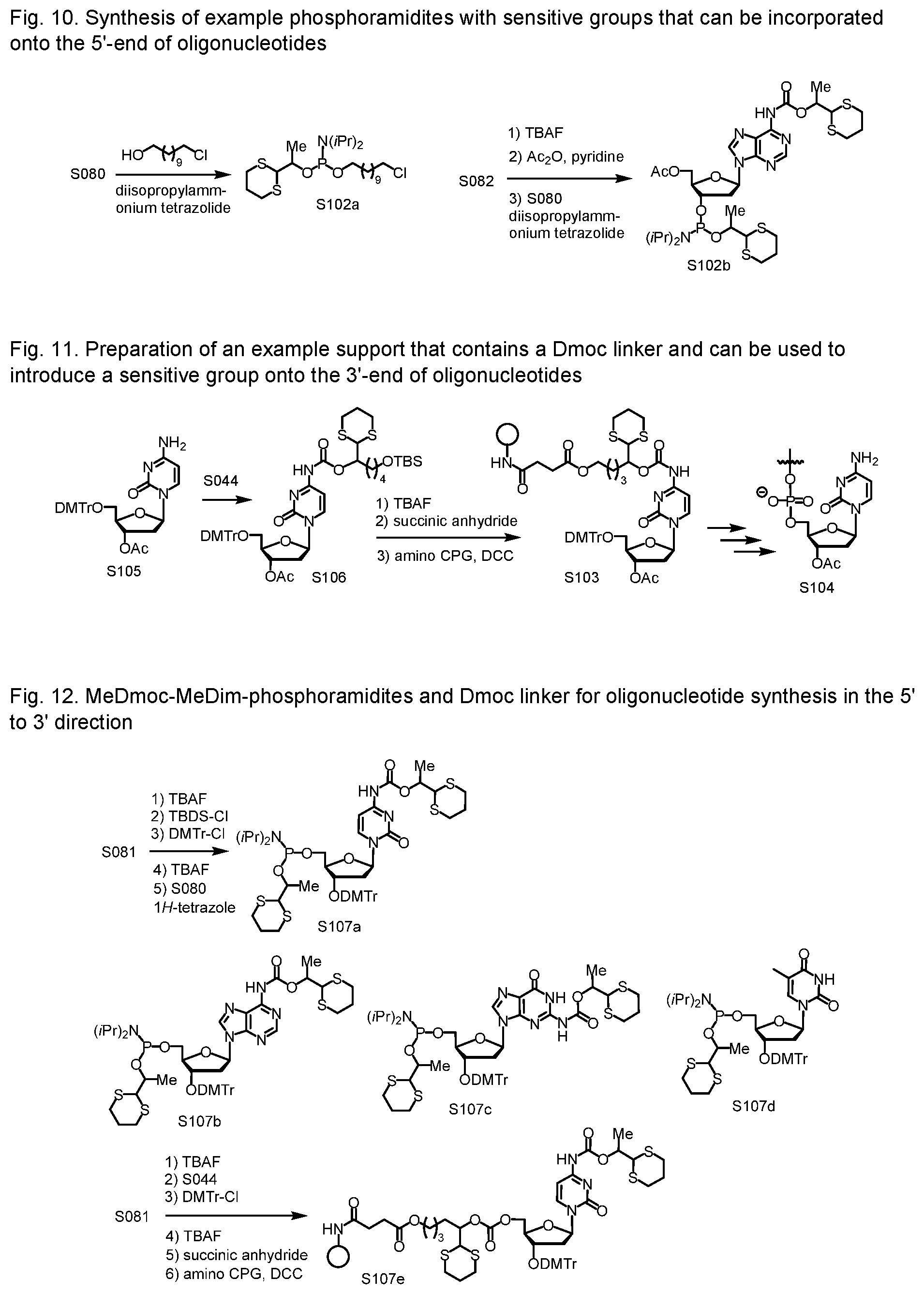 Patent US12552828 Figure 8 – Sensitive oligonucleotide synthesis using sulfur-based functions as protecting groups and linkers