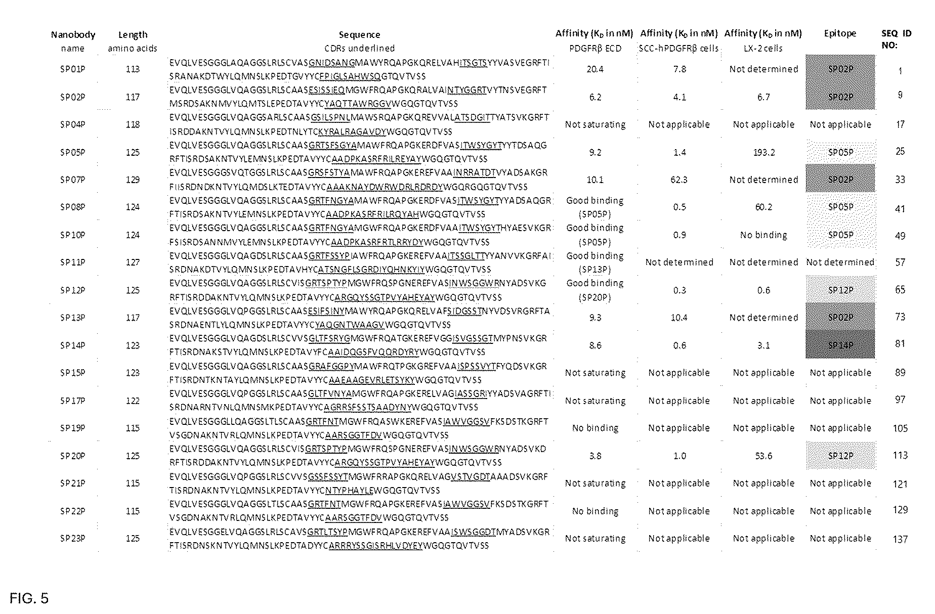 Patent US12552866 Figure 5 – Internalizing binding molecules targeting receptors involved in cell proliferation or in cell differentiation