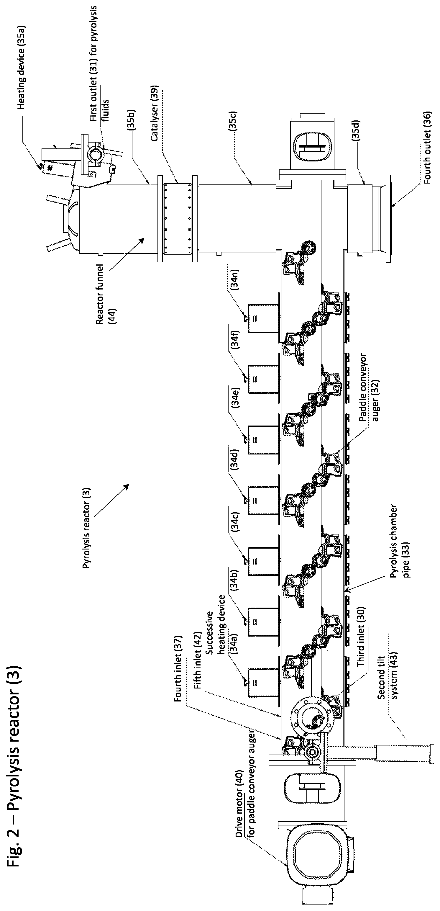 Patent US12552994 Figure 2 – Injector, reactor, apparatus and process for pyrolysis of polymeric material