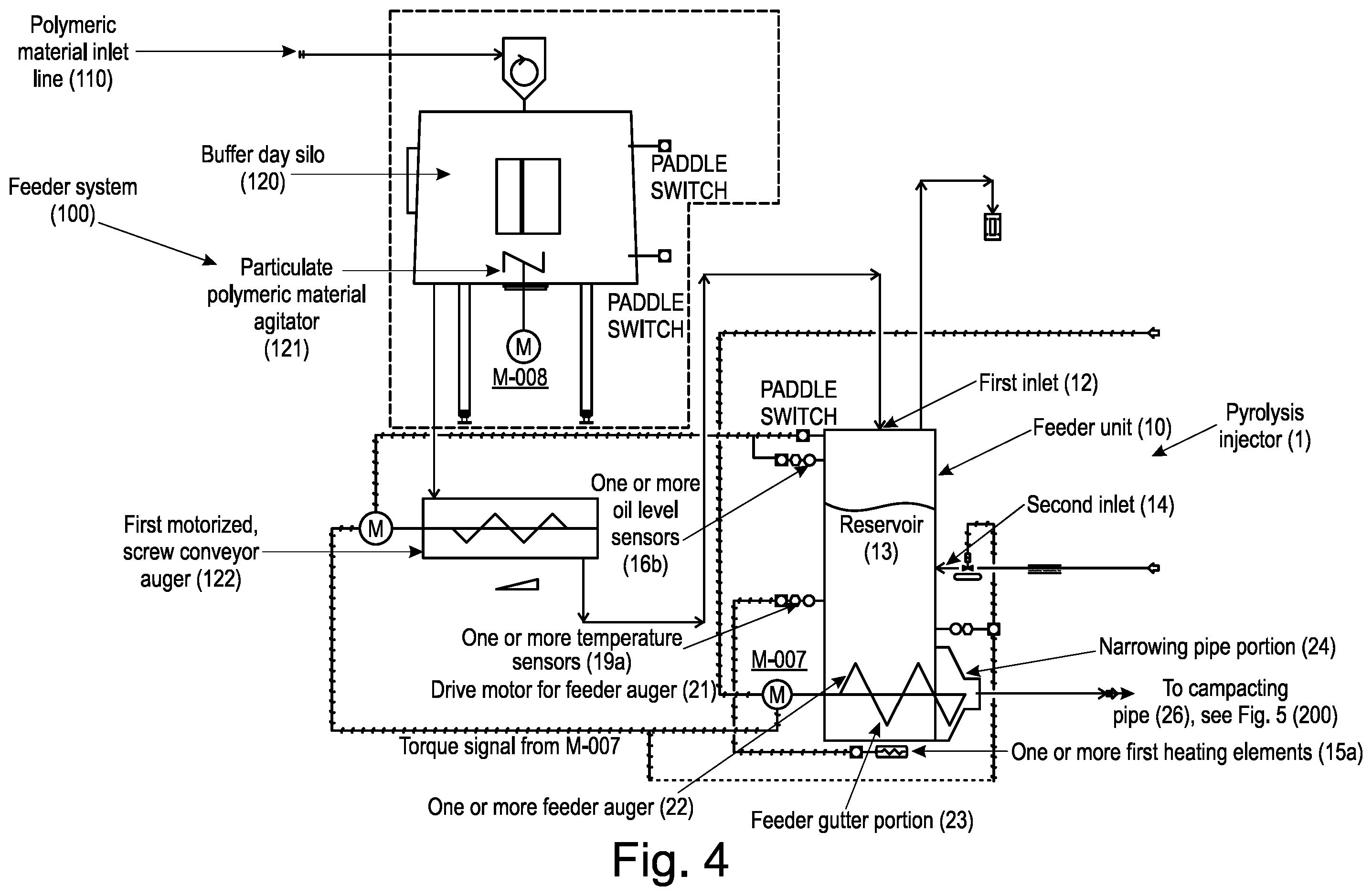 Patent US12552994 Figure 4 – Injector, reactor, apparatus and process for pyrolysis of polymeric material