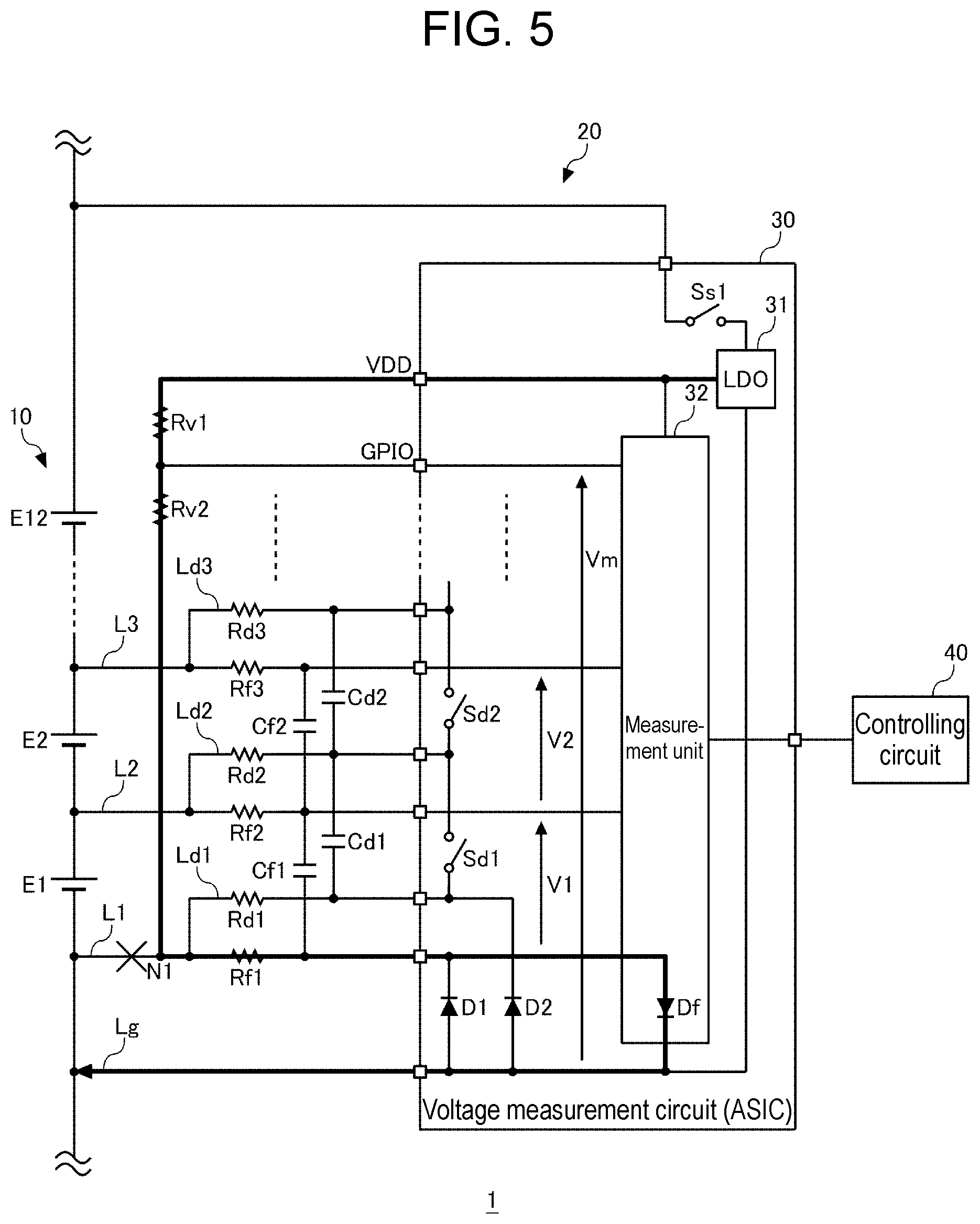 Patent US12556010 Figure 5 – Management device and power supply system