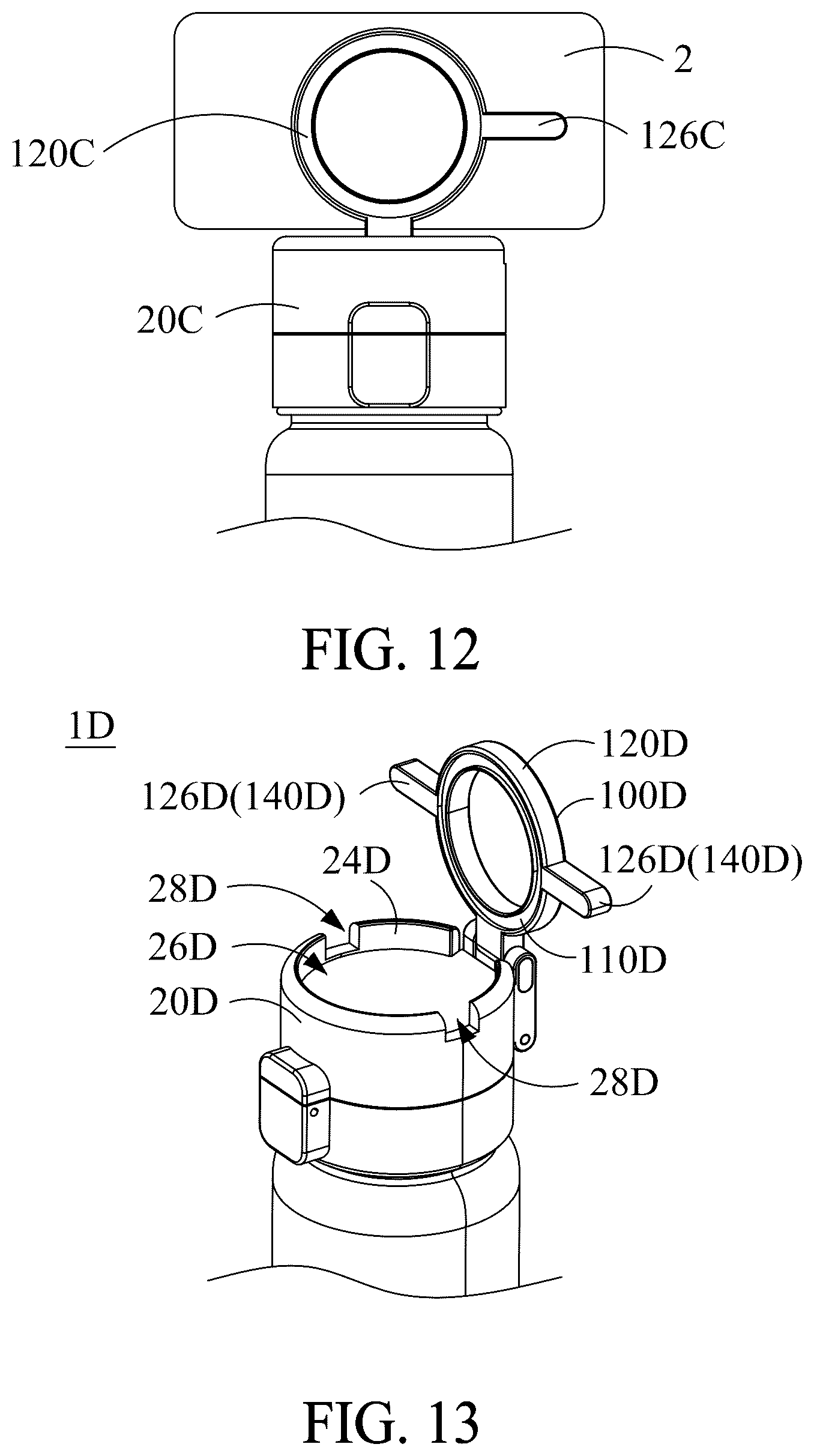 Patent US12556045 Figure 8 – Container and lid and attachment thereof