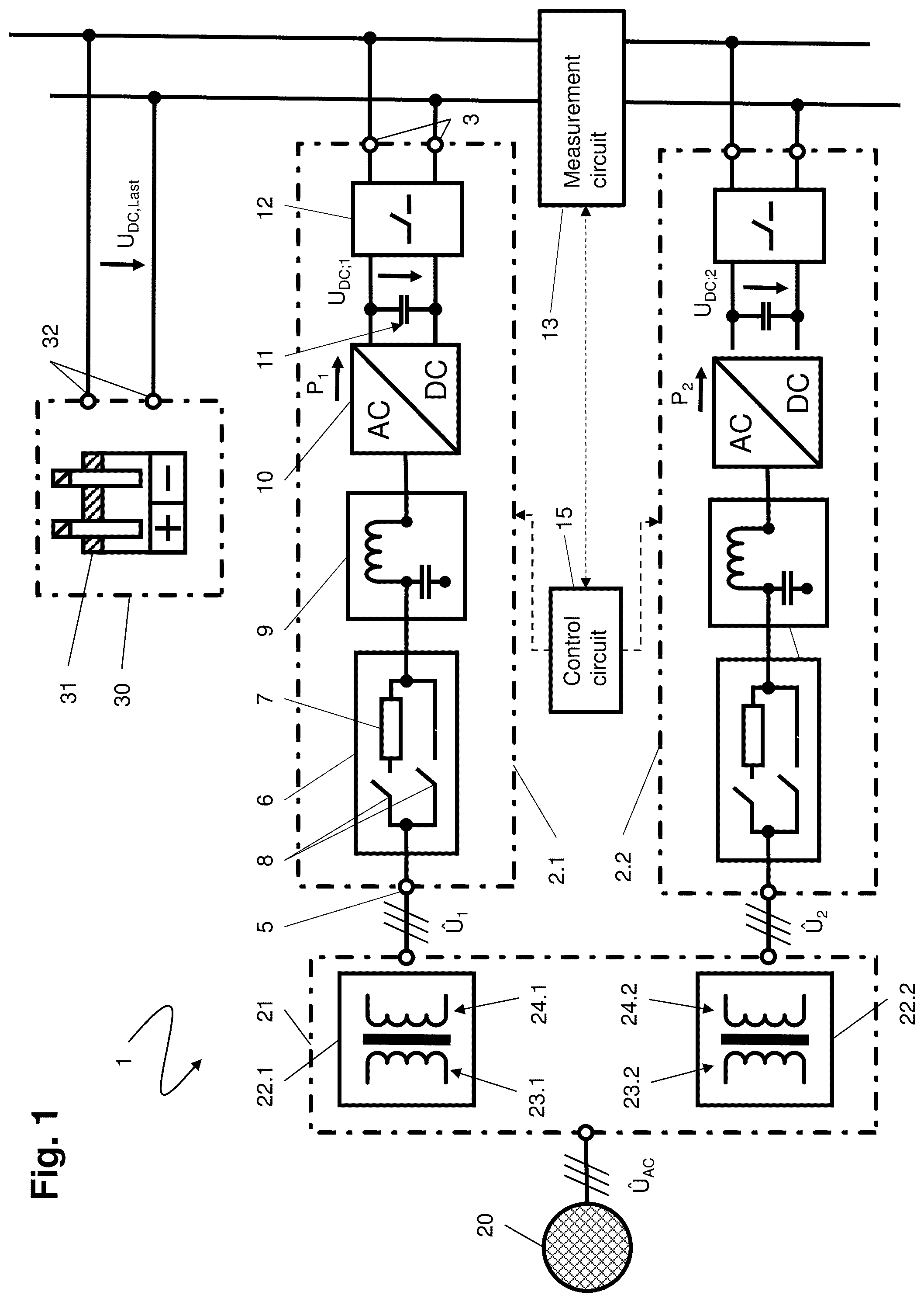 Patent US12556107 Figure 1 – Method for supplying a DC load, energy conversion system and electrolysis system