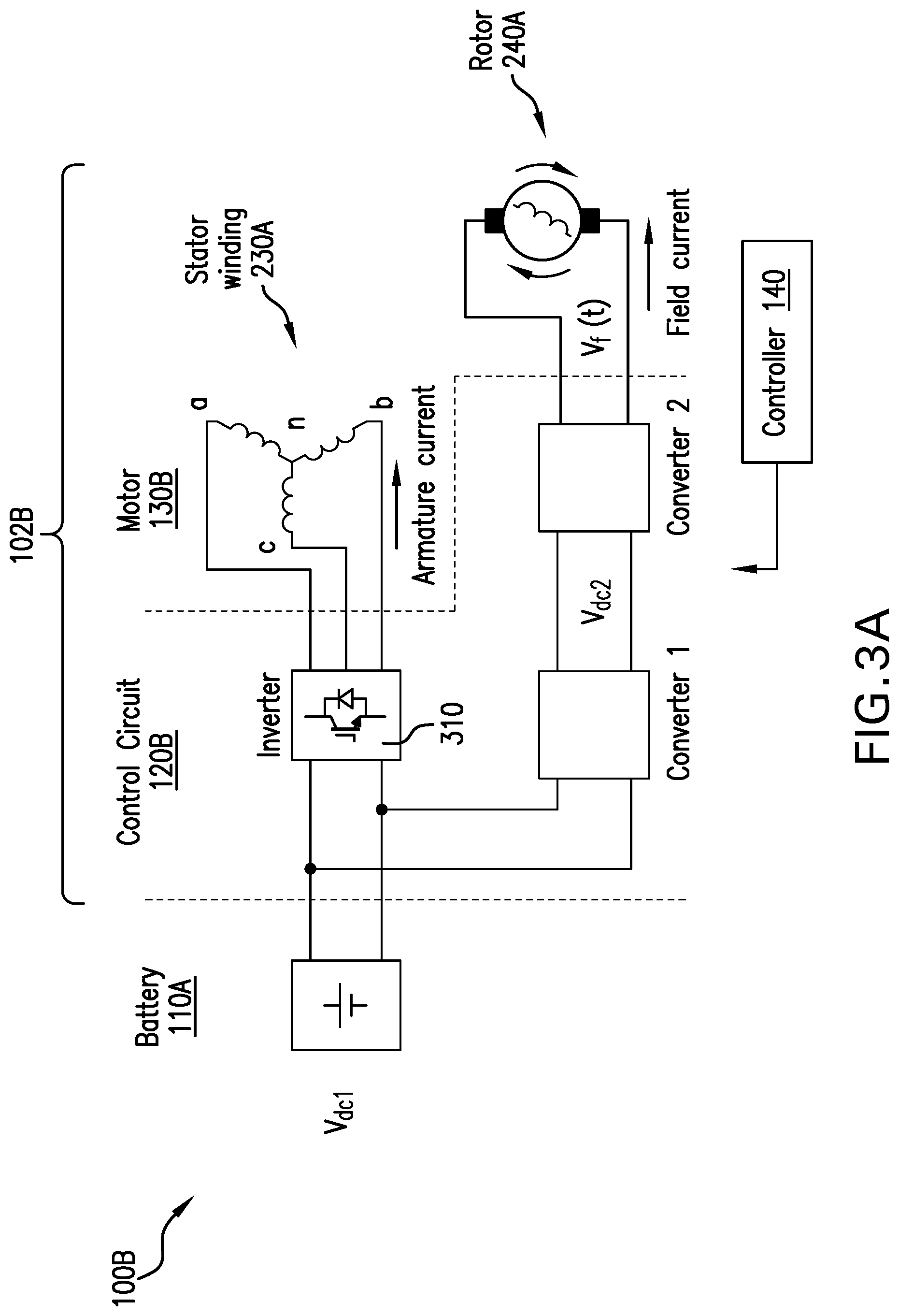Patent US12556119 Figure 3 – Circuit for controlling peak brush excitation voltage
