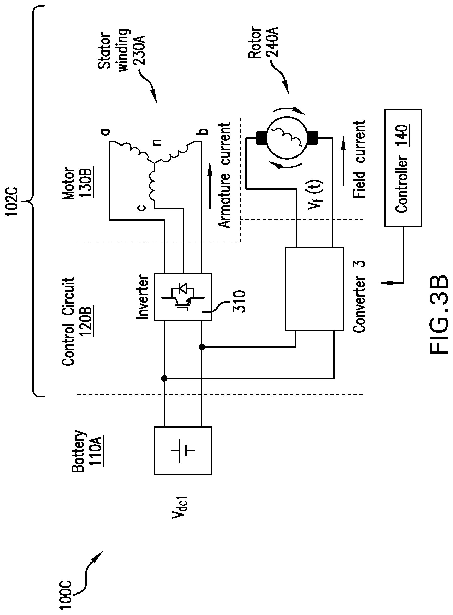 Patent US12556119 Figure 4 – Circuit for controlling peak brush excitation voltage